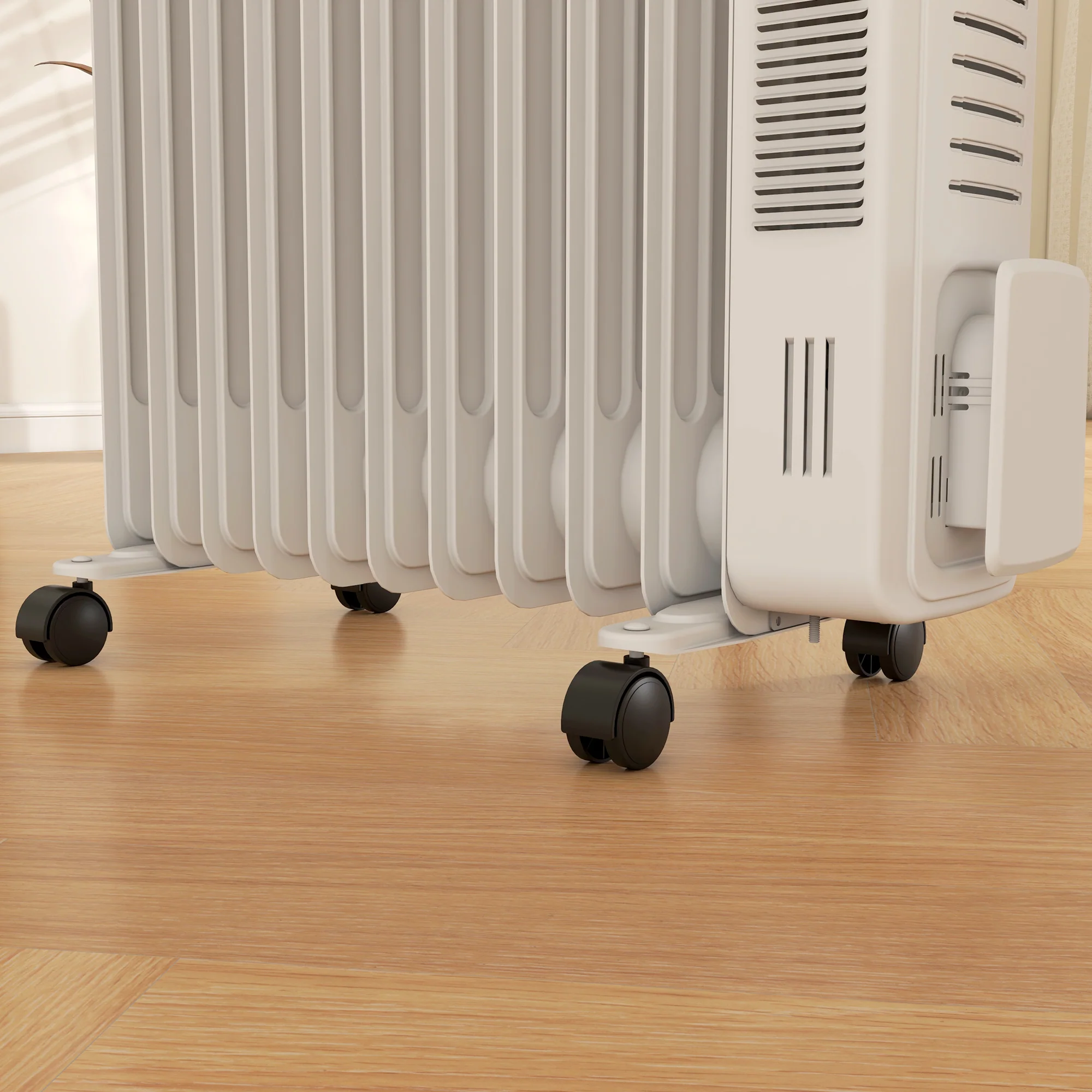 11 Fin Portable Oil Filled Radiator, Electric Heater With Safety Cut Off, White - Image 8