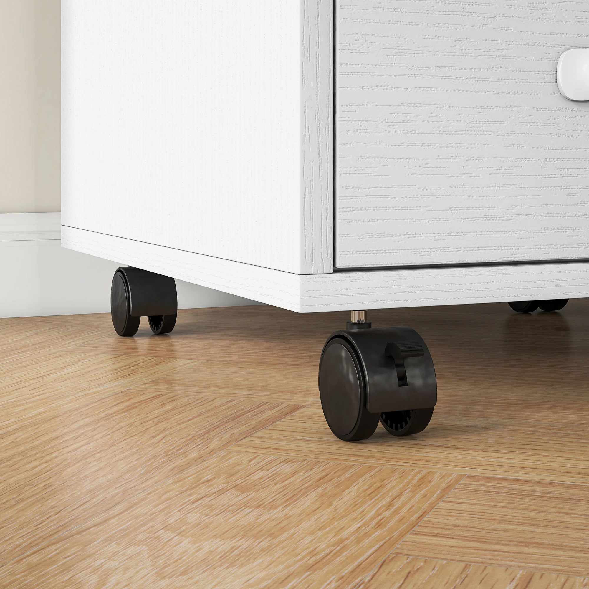 3 Drawer Rolling File Cabinet With Wheels Under Desk Mobile Filing Cabinet - Black/White - Image 9