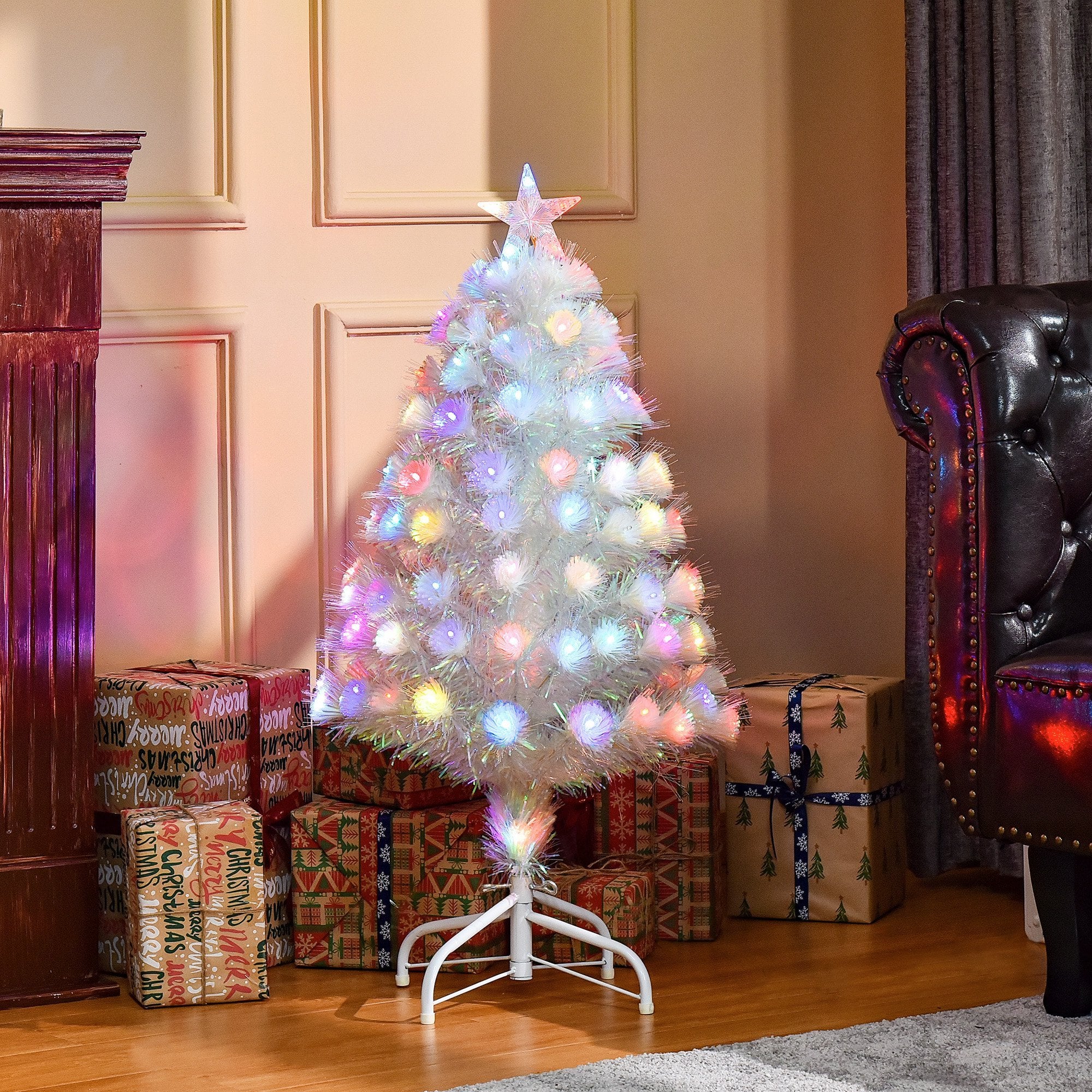 HOMCOM White 3ft Prelit Artificial Christmas Tree - Image 3