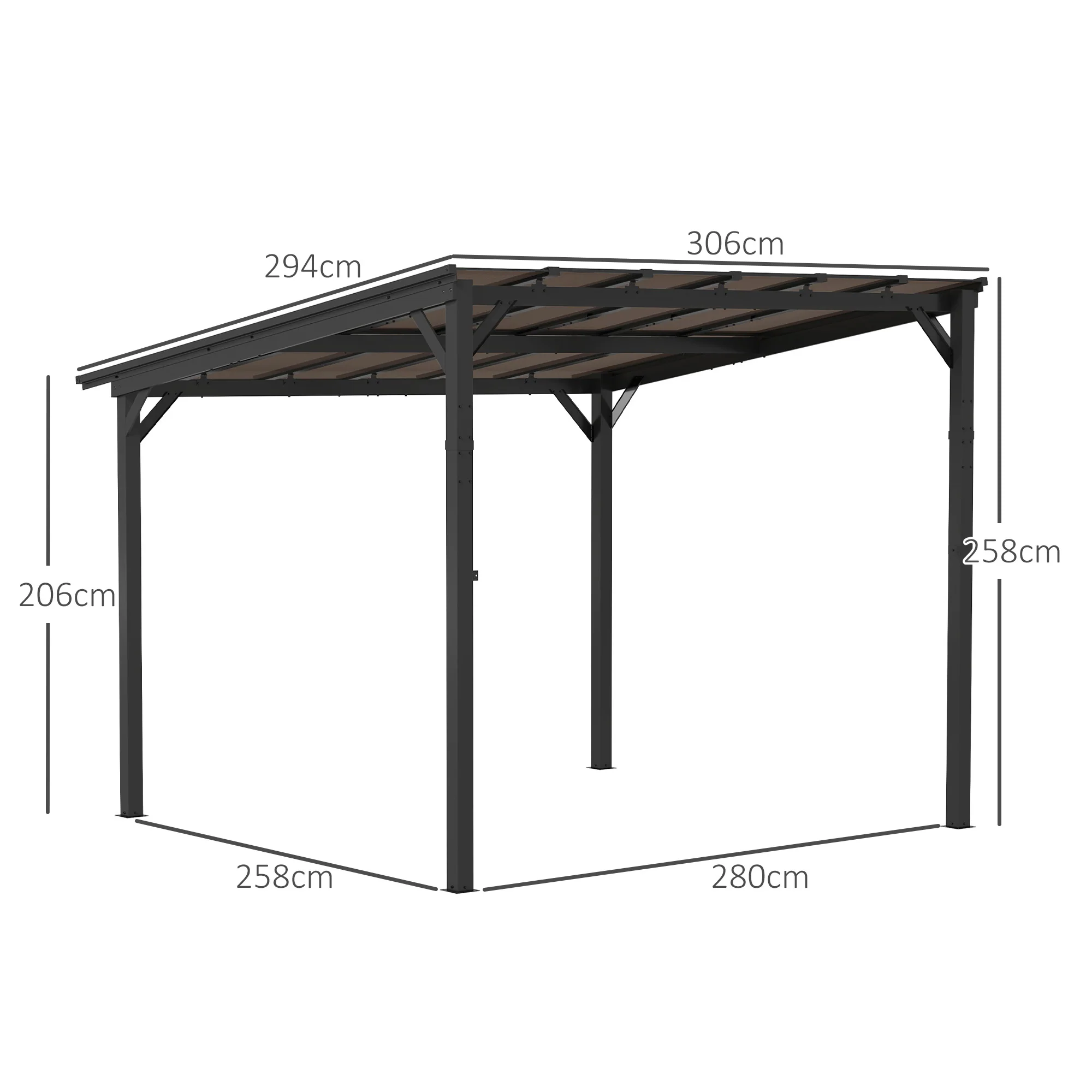 3 X 4.3m Pergola Kit Gazebo With UPF 50+ And Waterproof Polycarbonate Roof - Image 5