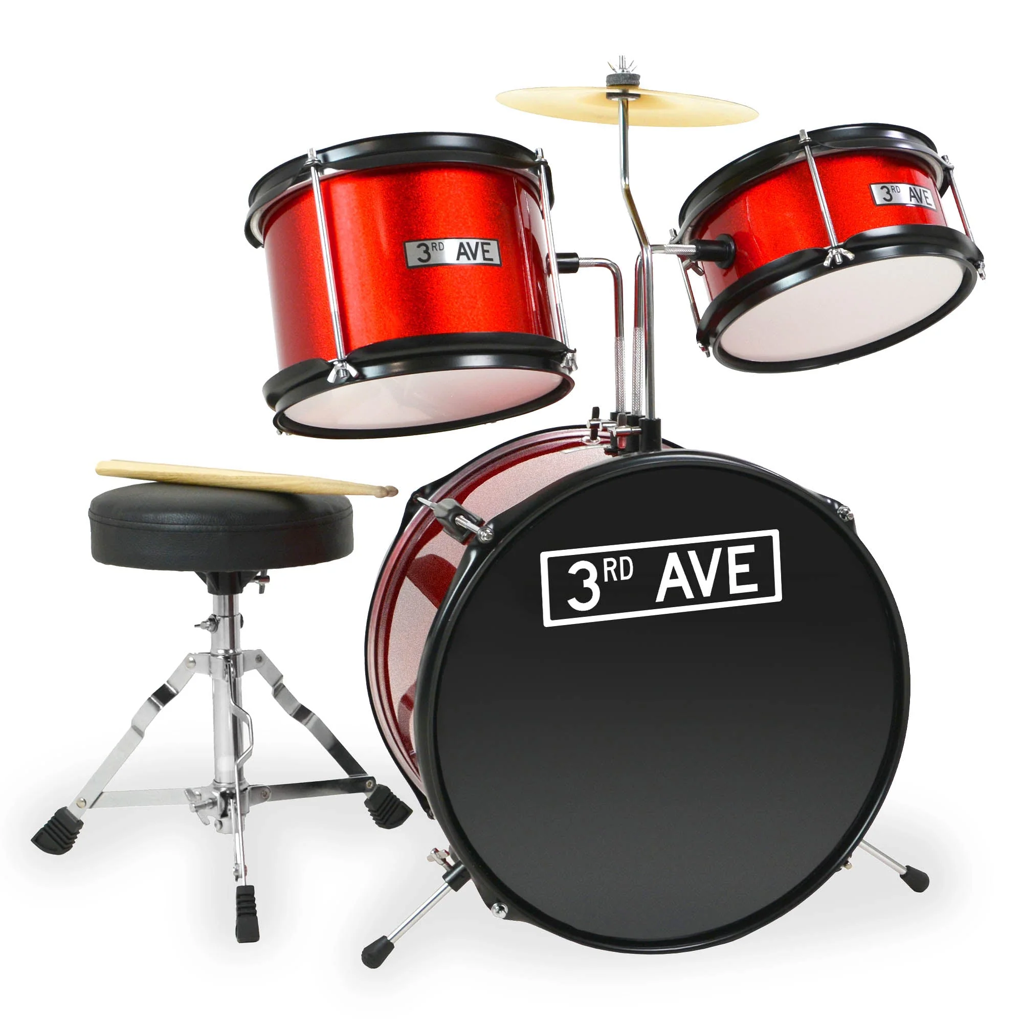 3rd Avenue 3 Piece Junior Drum Kit - Red