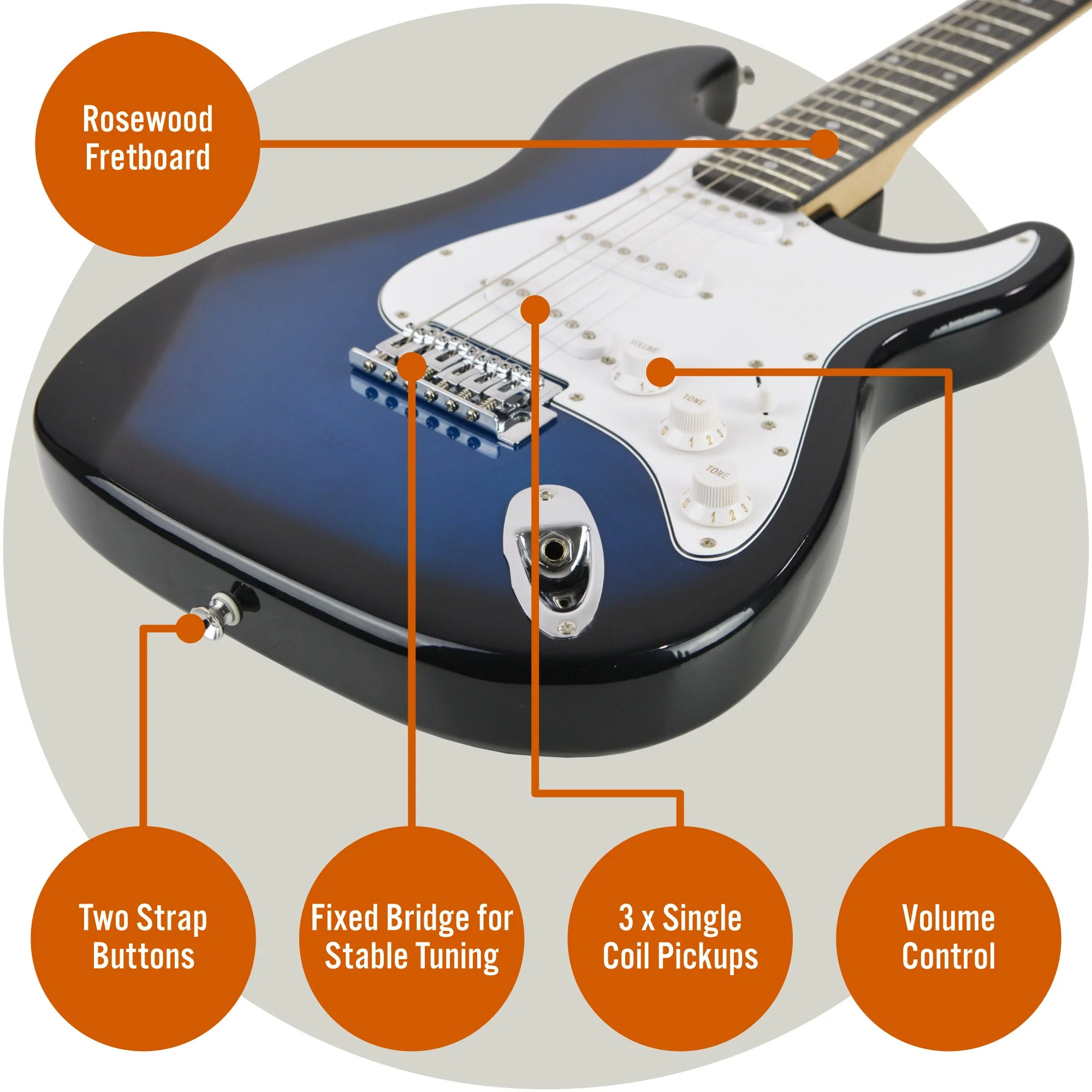 3rd Avenue Electric Guitar Starter Pack - Blueburst - Image 4