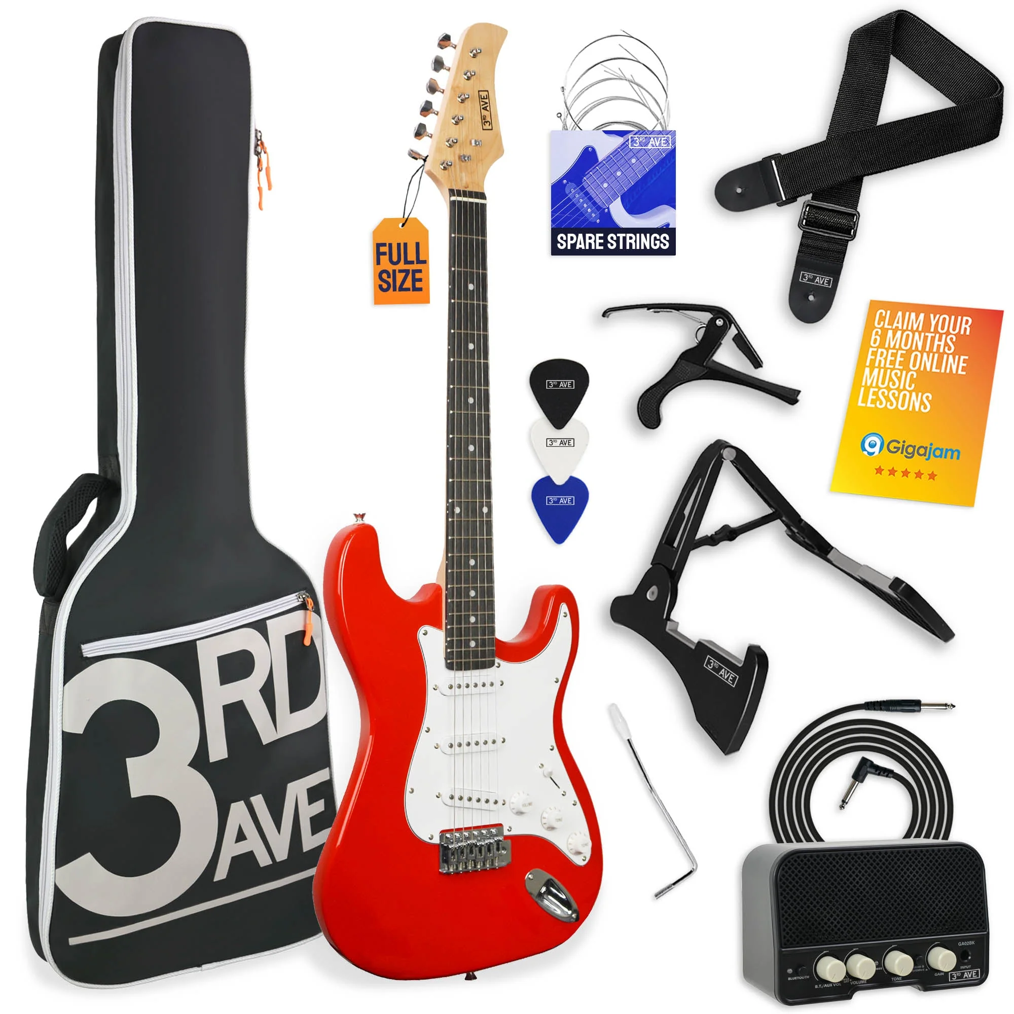 3rd Avenue Electric Guitar Starter Pack - Red