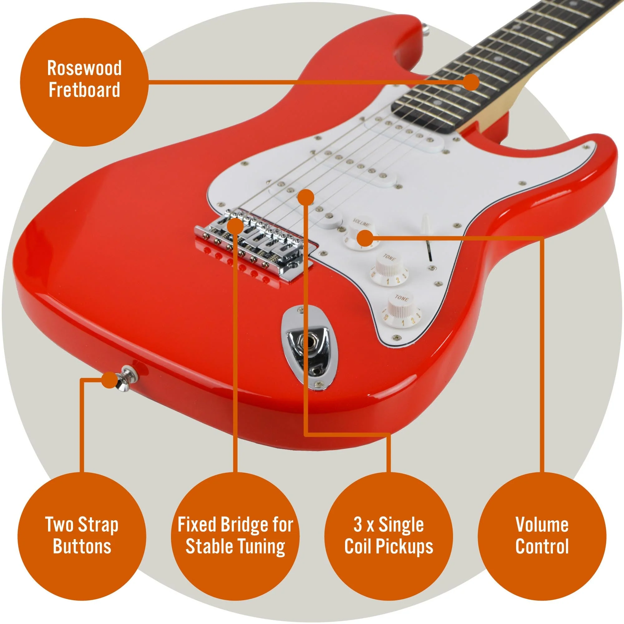 3rd Avenue Electric Guitar Starter Pack - Red - Image 4
