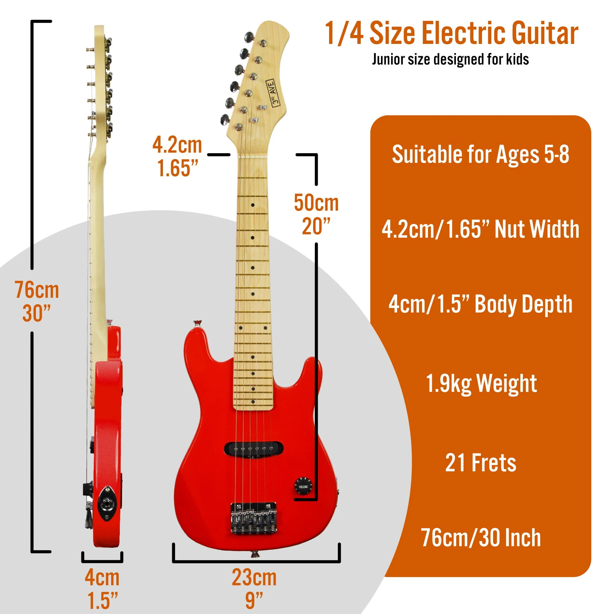3rd Avenue Junior Electric Guitar Pack - Red - Image 2