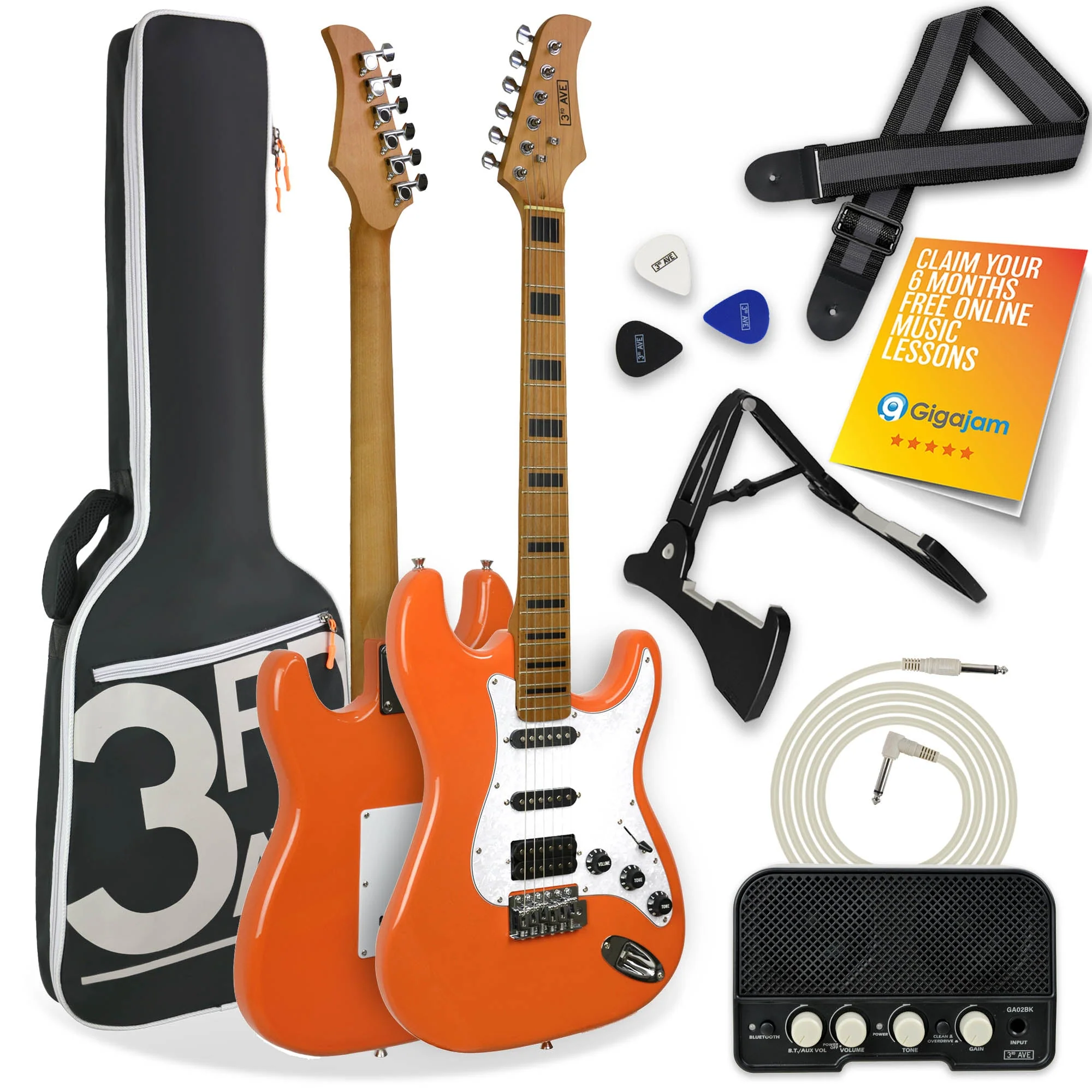 3rd Avenue Stateside Electric Guitar Pack - Canyon Orange