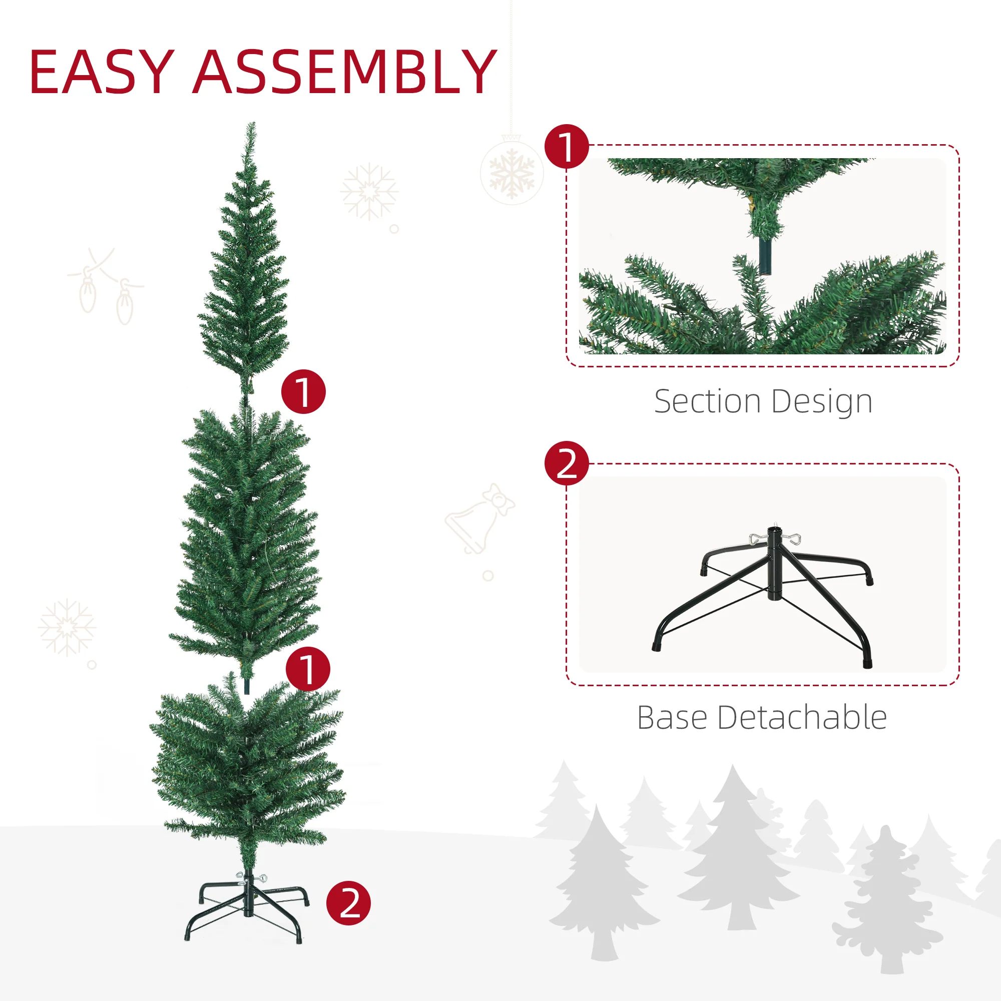 6' Artificial Prelit Christmas Trees Holiday Décor with Colourful LED Lights - Image 8