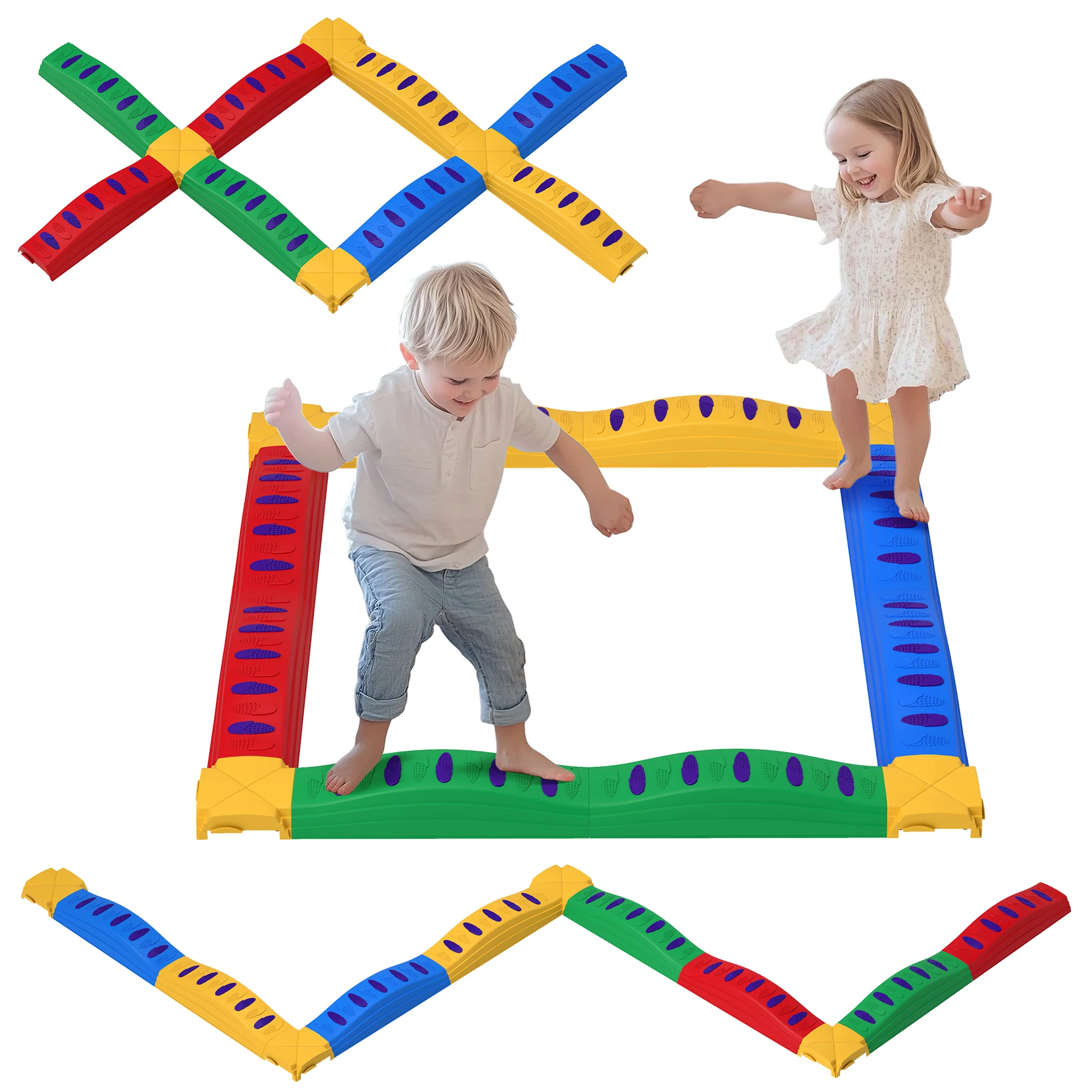 AIYAPLAY 12PCs Kids Balance Beam Stepping Stones With Non-Slip Foot Pads - Image 2