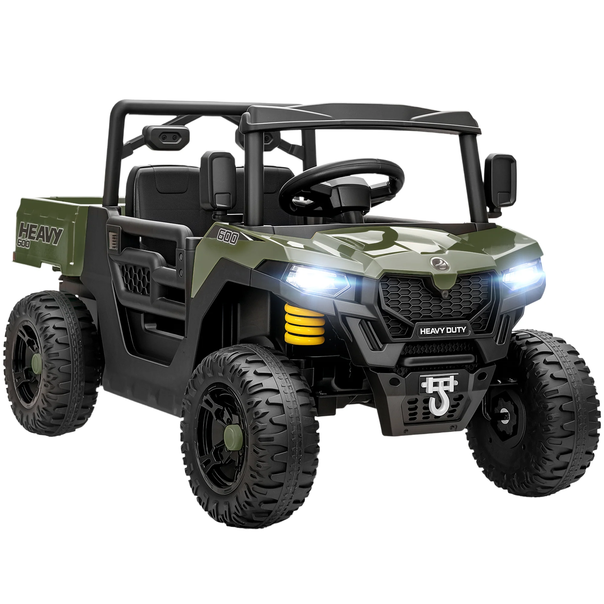 AIYAPLAY 12V Kids Ride on Car, Kids UTV with Electric Dump Bed, Green