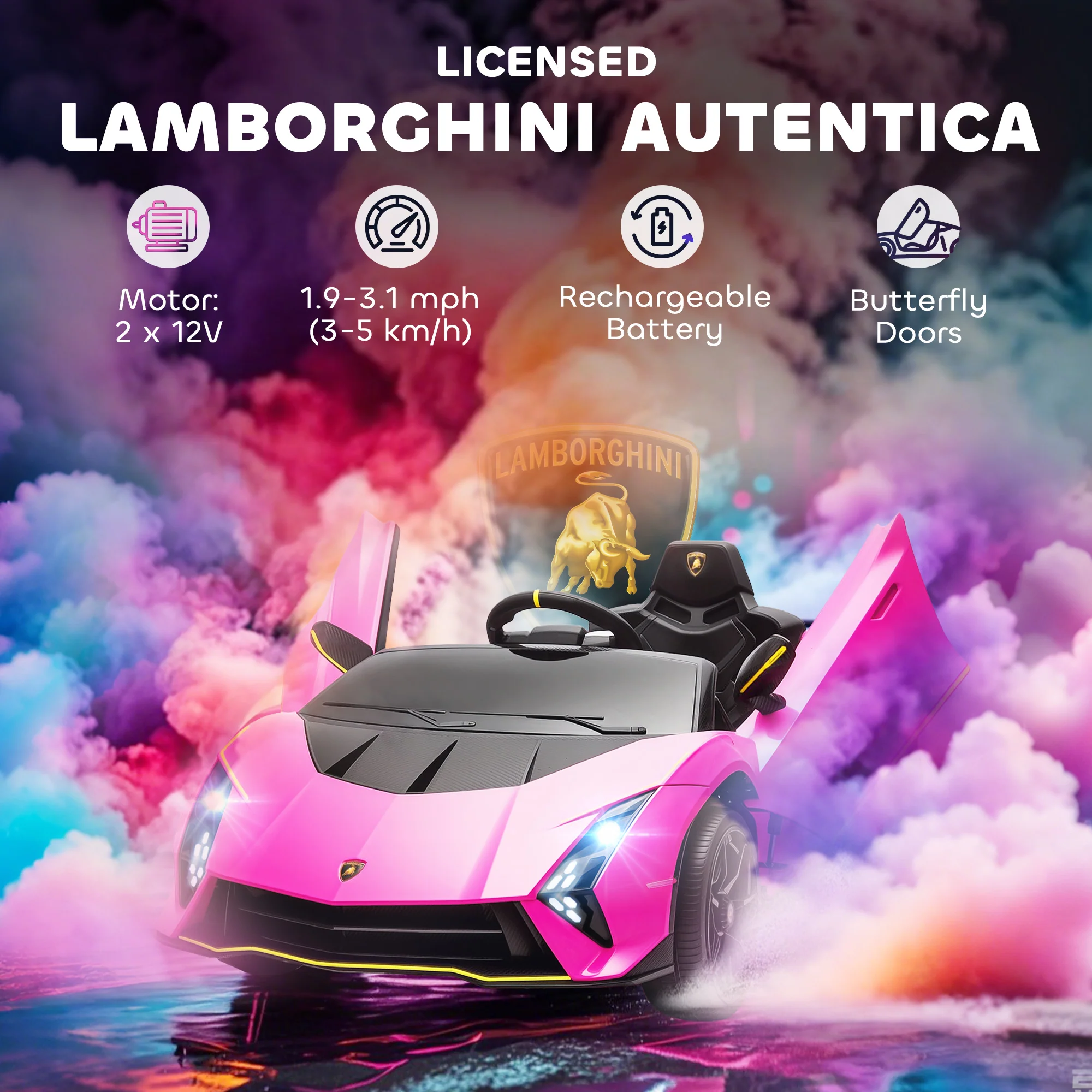 AIYAPLAY 12V Lamborghini Autentica Licensed Ride On Car - Image 12