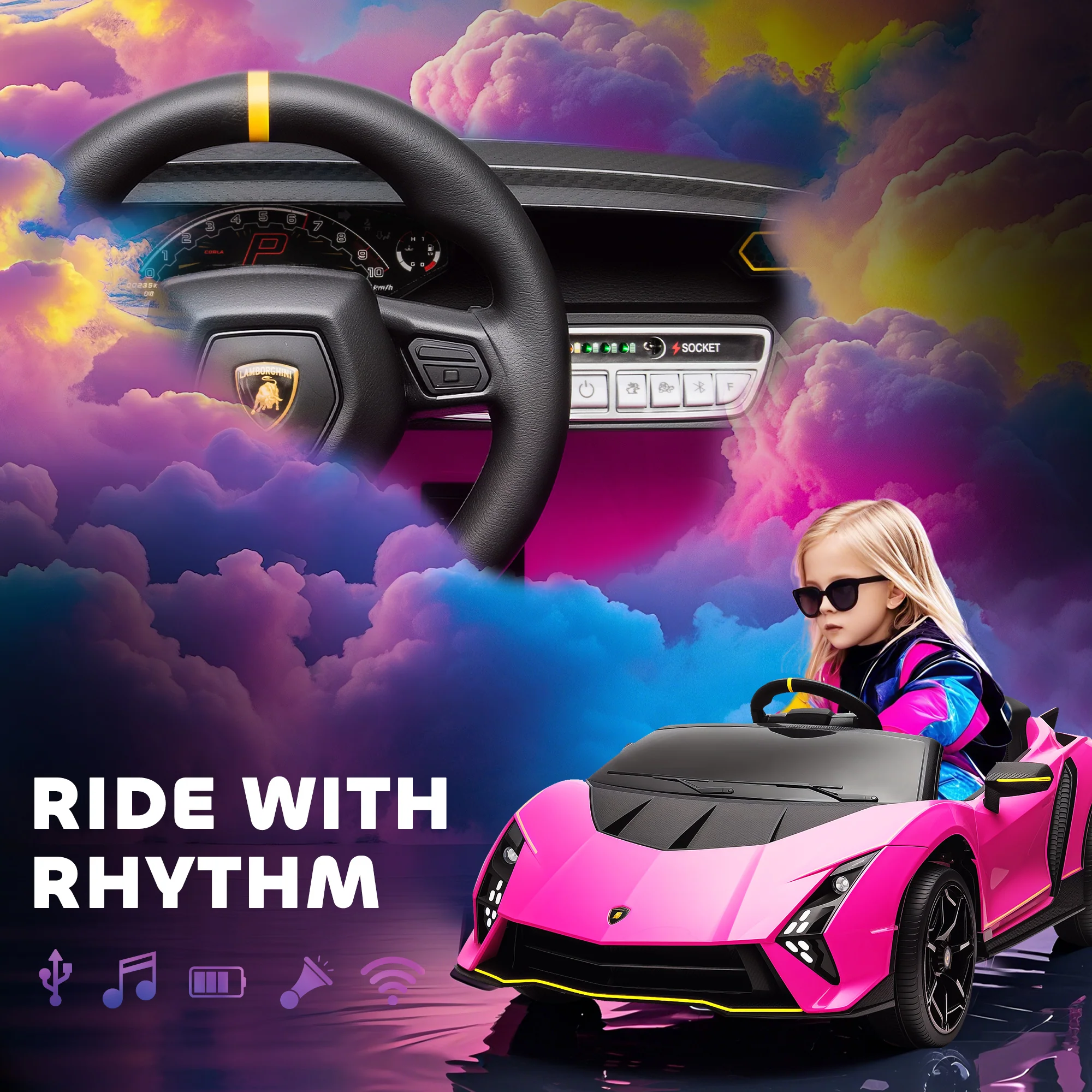 AIYAPLAY 12V Lamborghini Autentica Licensed Ride On Car - Image 16