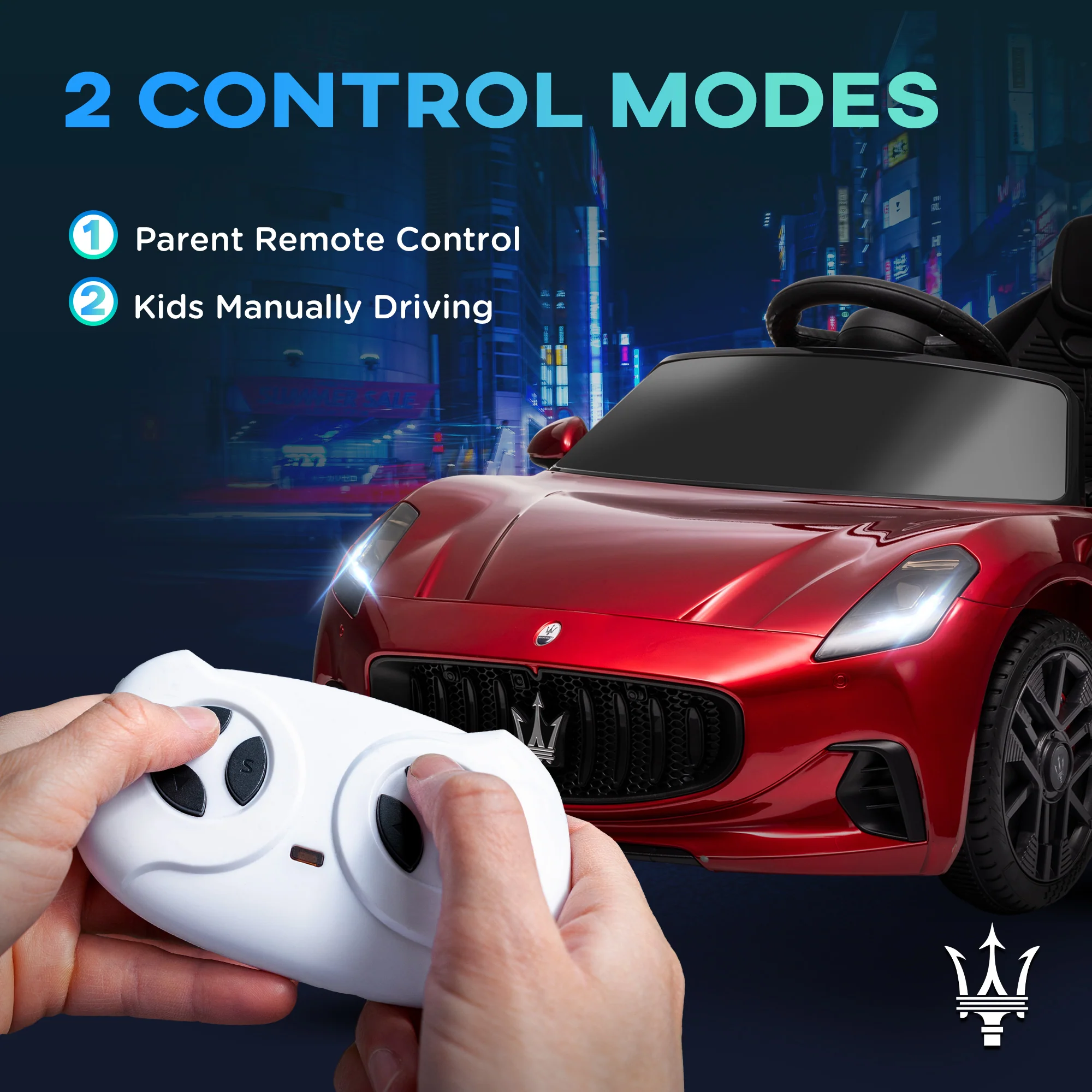 AIYAPLAY 12V Maserati Gran Turismo Folgore Lincesed Kids Electric Car, Red - Image 4