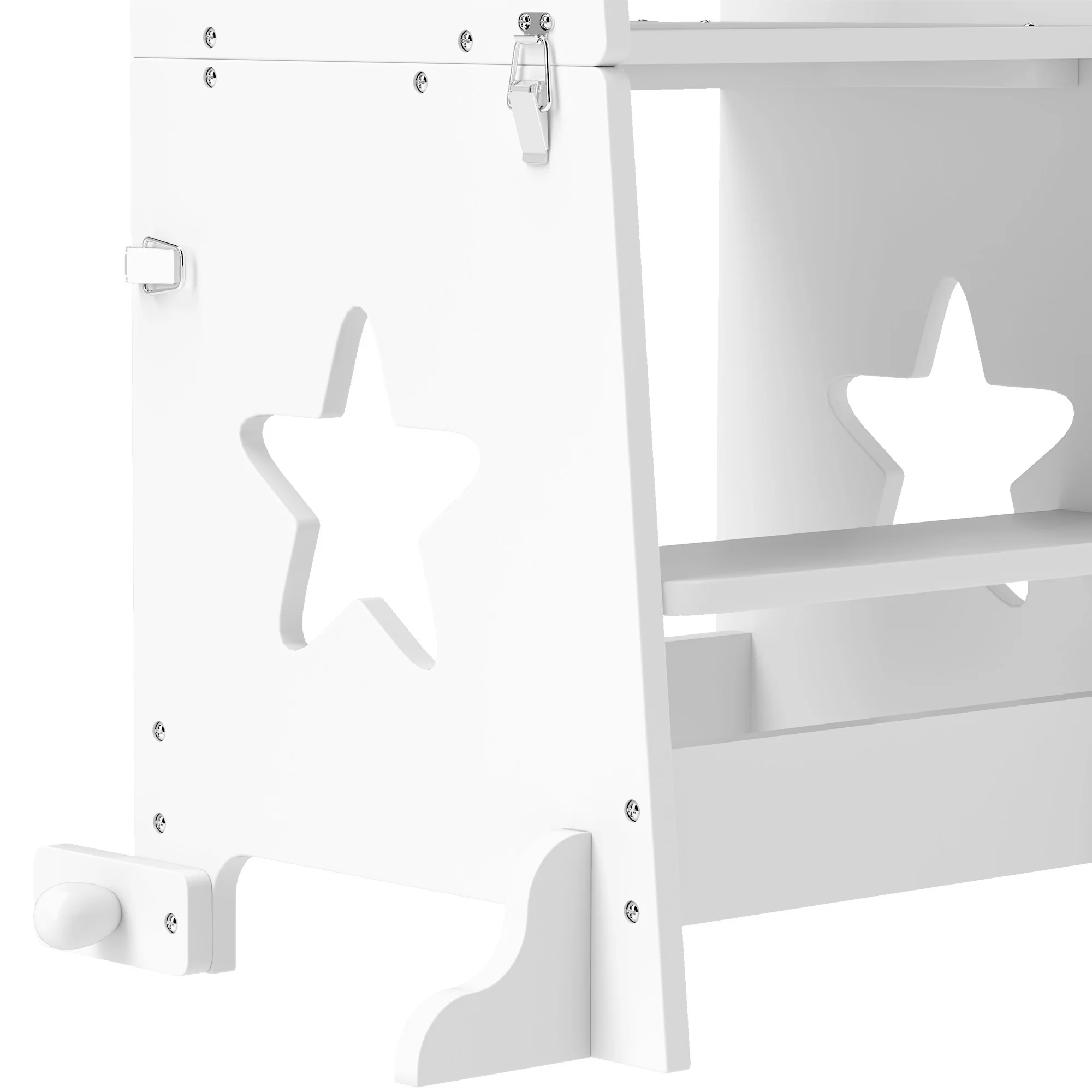 AIYAPLAY 2 in 1 Toddler Step Stool with Safety Rail for Kitchen, White - Image 9