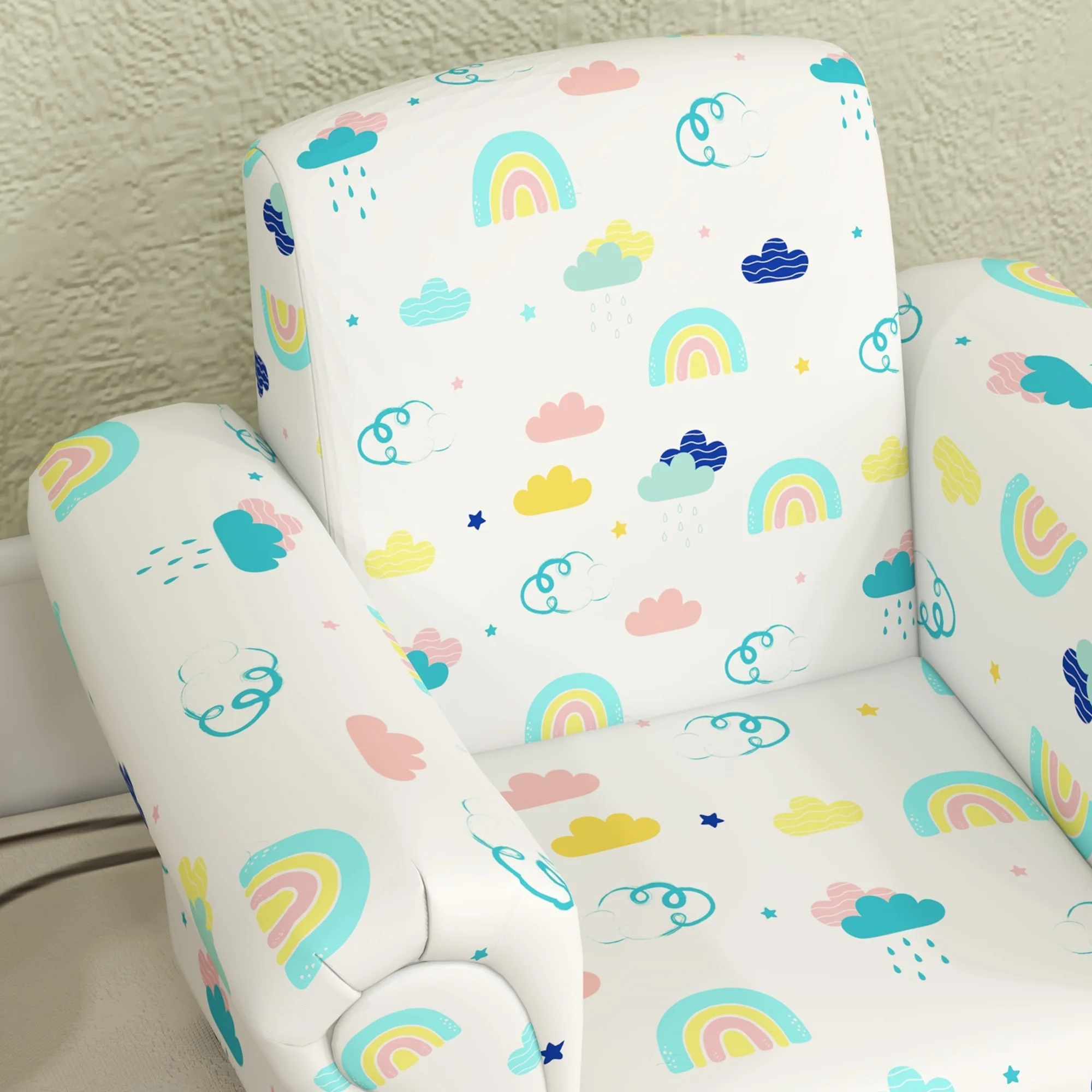 AIYAPLAY 2 Piece Kids Sofa Set with Cloud Design, for Nursery, White - Image 9