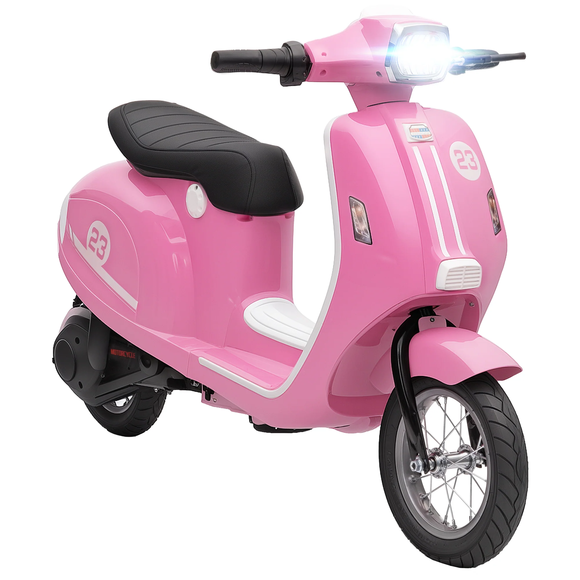 AIYAPLAY 24V Battery Powered Ride On Motorcycle With Manual Throttle, Pink