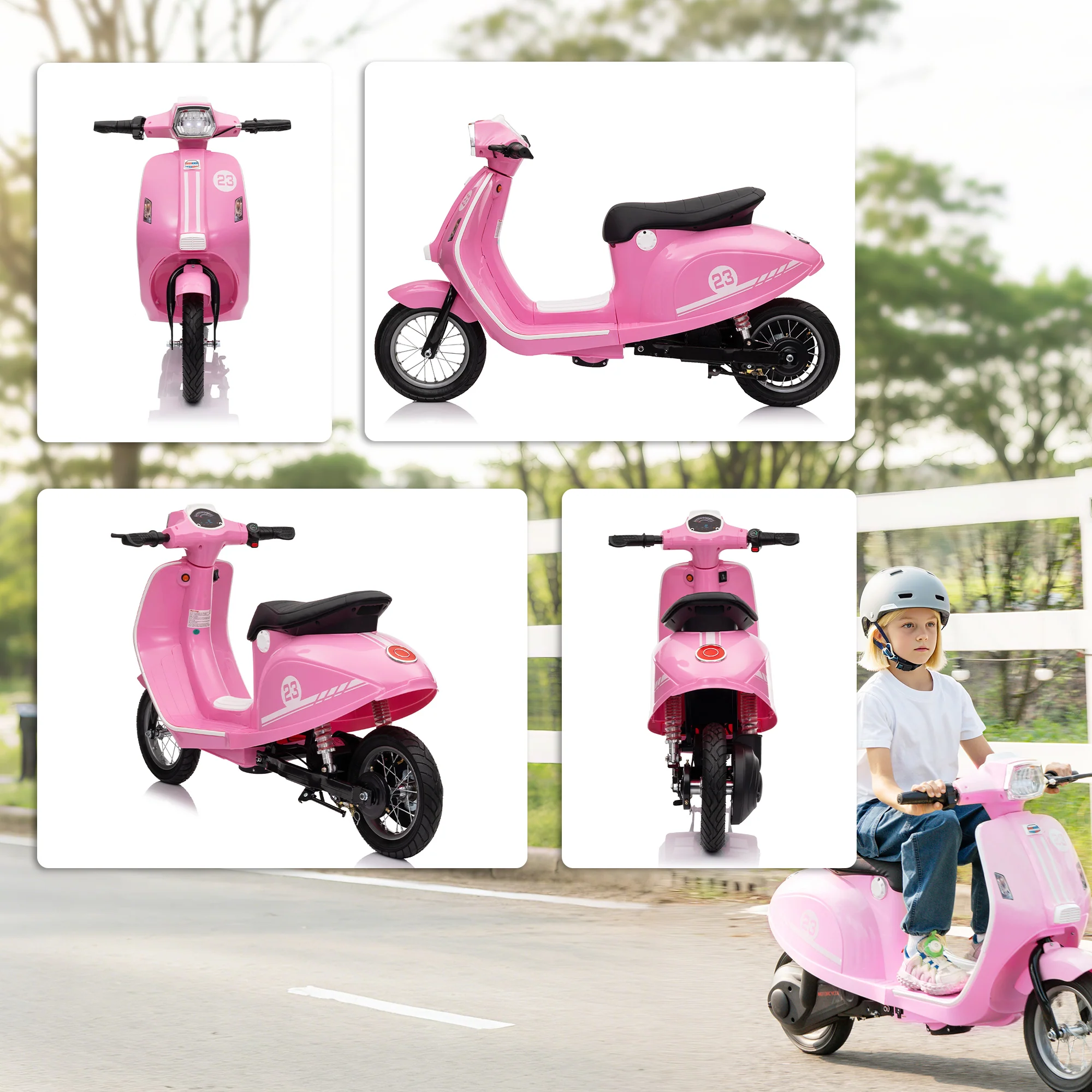 AIYAPLAY 24V Battery Powered Ride On Motorcycle With Manual Throttle, Pink - Image 8