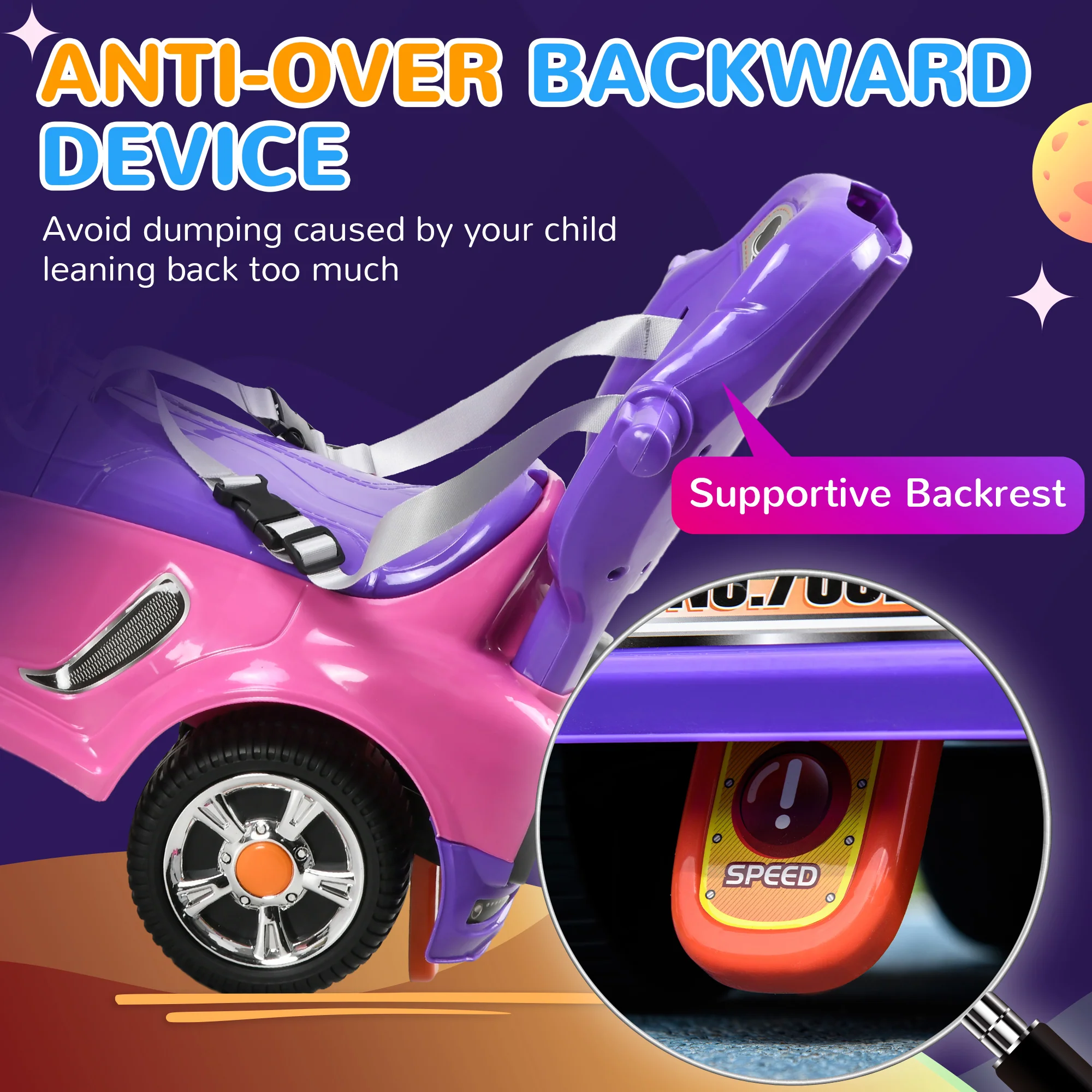 AIYAPLAY 3 In 1 Ride On Push Car, Cartoon Robot Foot To Floor Slider - Pink - Image 7