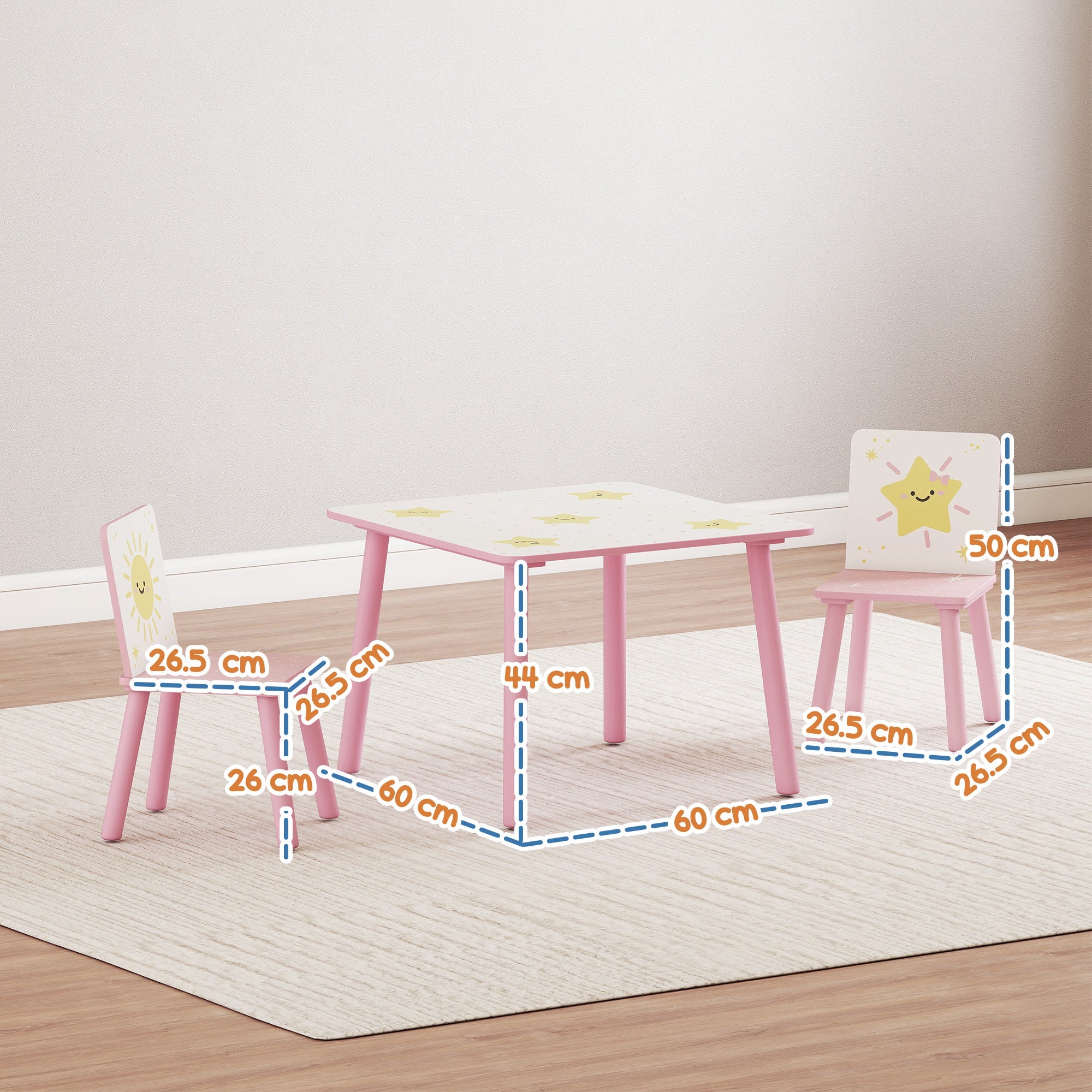 AIYAPLAY 3-Piece Kids Table With 2 Chairs Set For Bedroom Nursery - Image 14