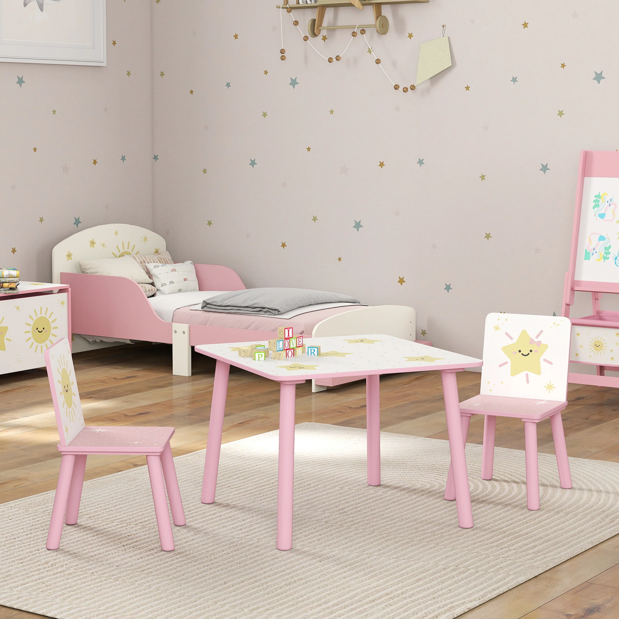 AIYAPLAY 3-Piece Kids Table With 2 Chairs Set For Bedroom Nursery - Image 18