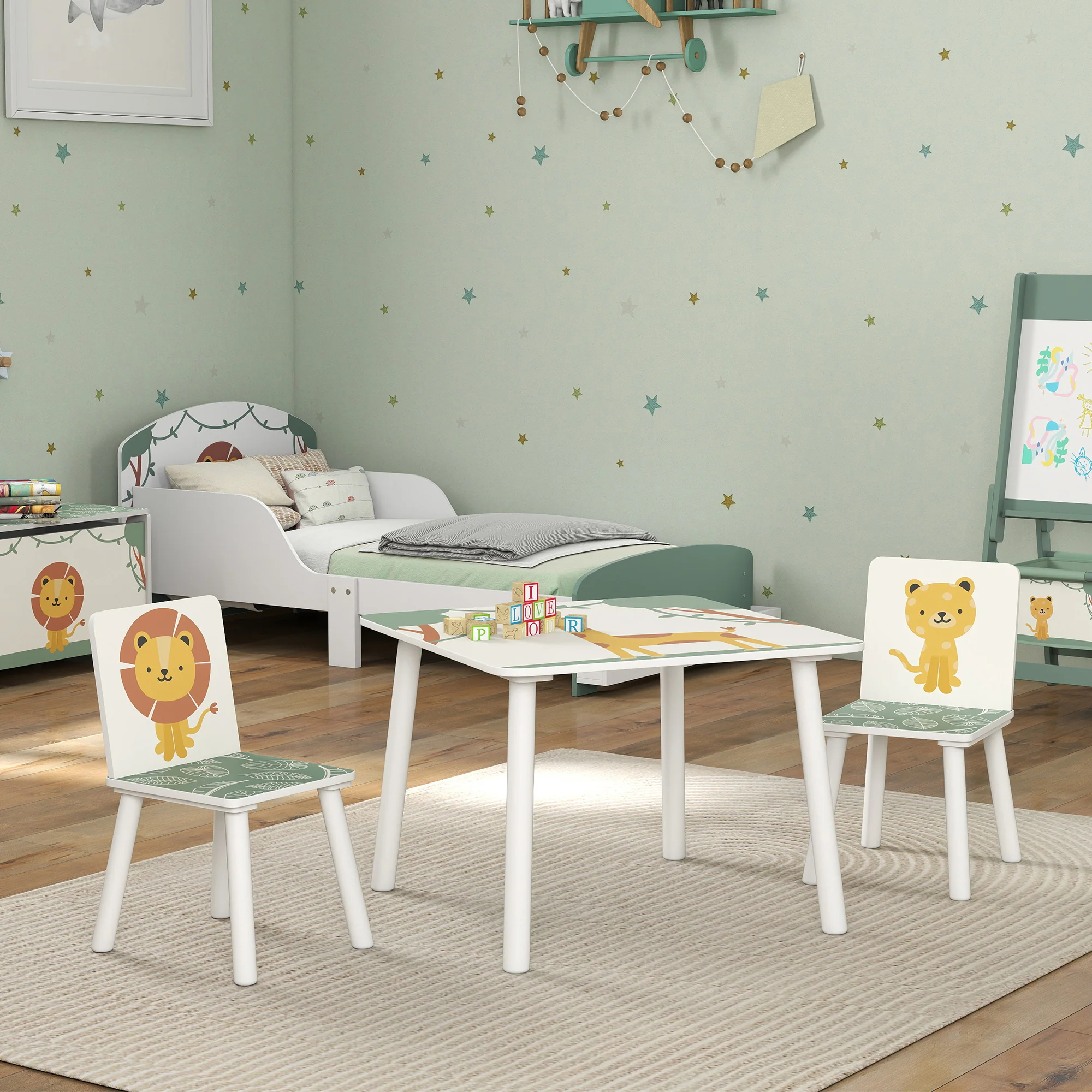 AIYAPLAY 3-Piece Kids Table With 2 Chairs Set For Bedroom Nursery - Image 9
