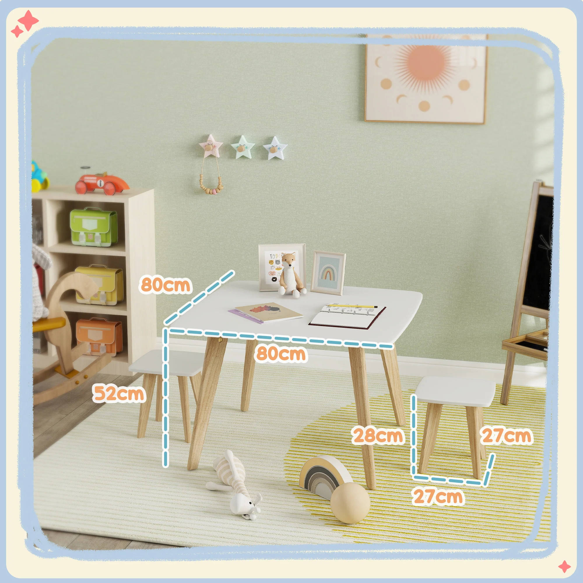 AIYAPLAY 3 Pieces Kids Table and Chair Set for Playroom, Bedroom - Image 5