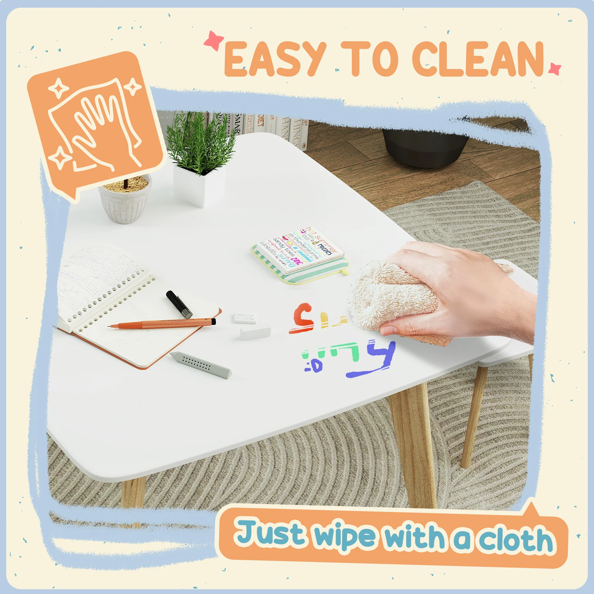 AIYAPLAY 3 Pieces Kids Table and Chair Set for Playroom, Bedroom - Image 7