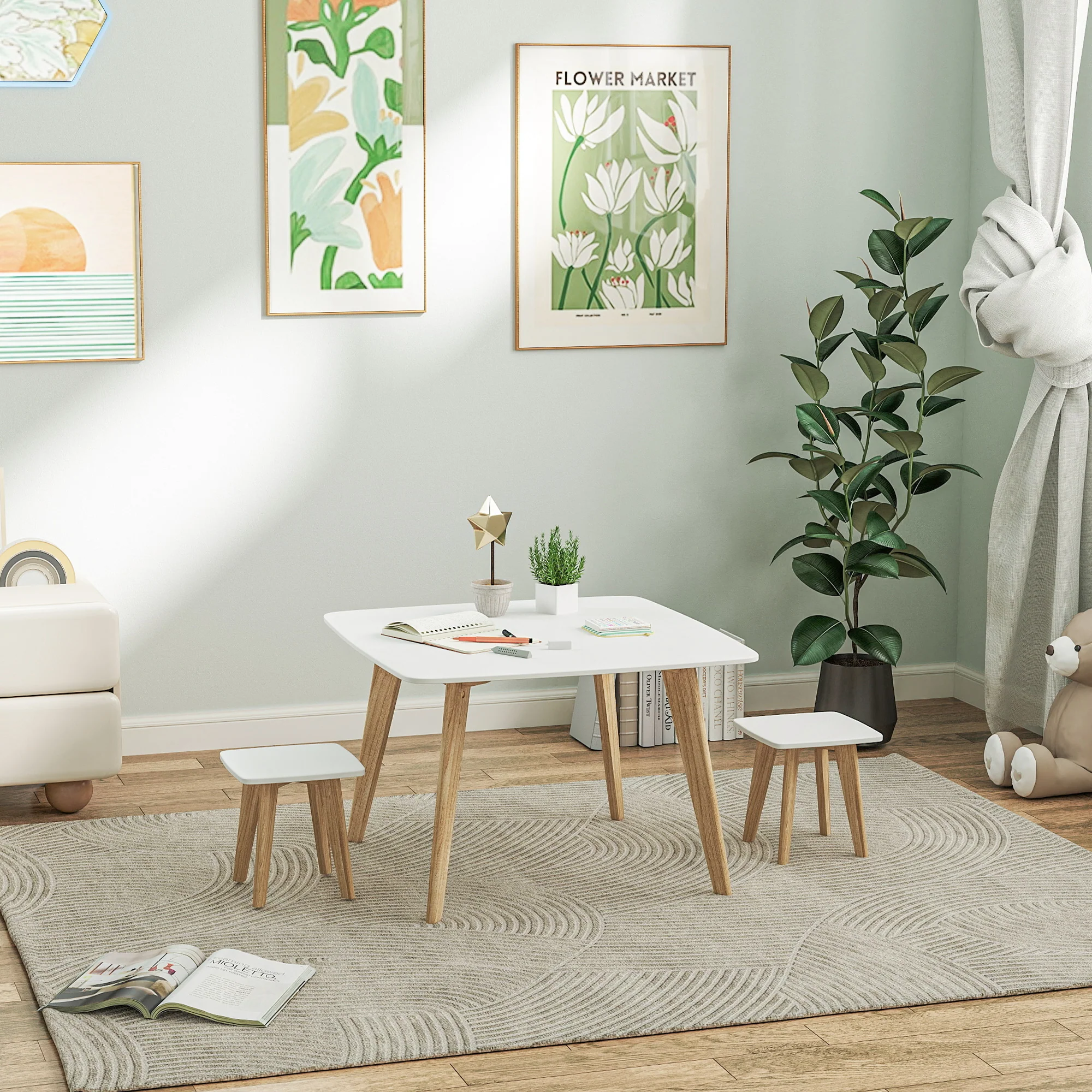 AIYAPLAY 3 Pieces Kids Table and Chair Set for Playroom, Bedroom - Image 8
