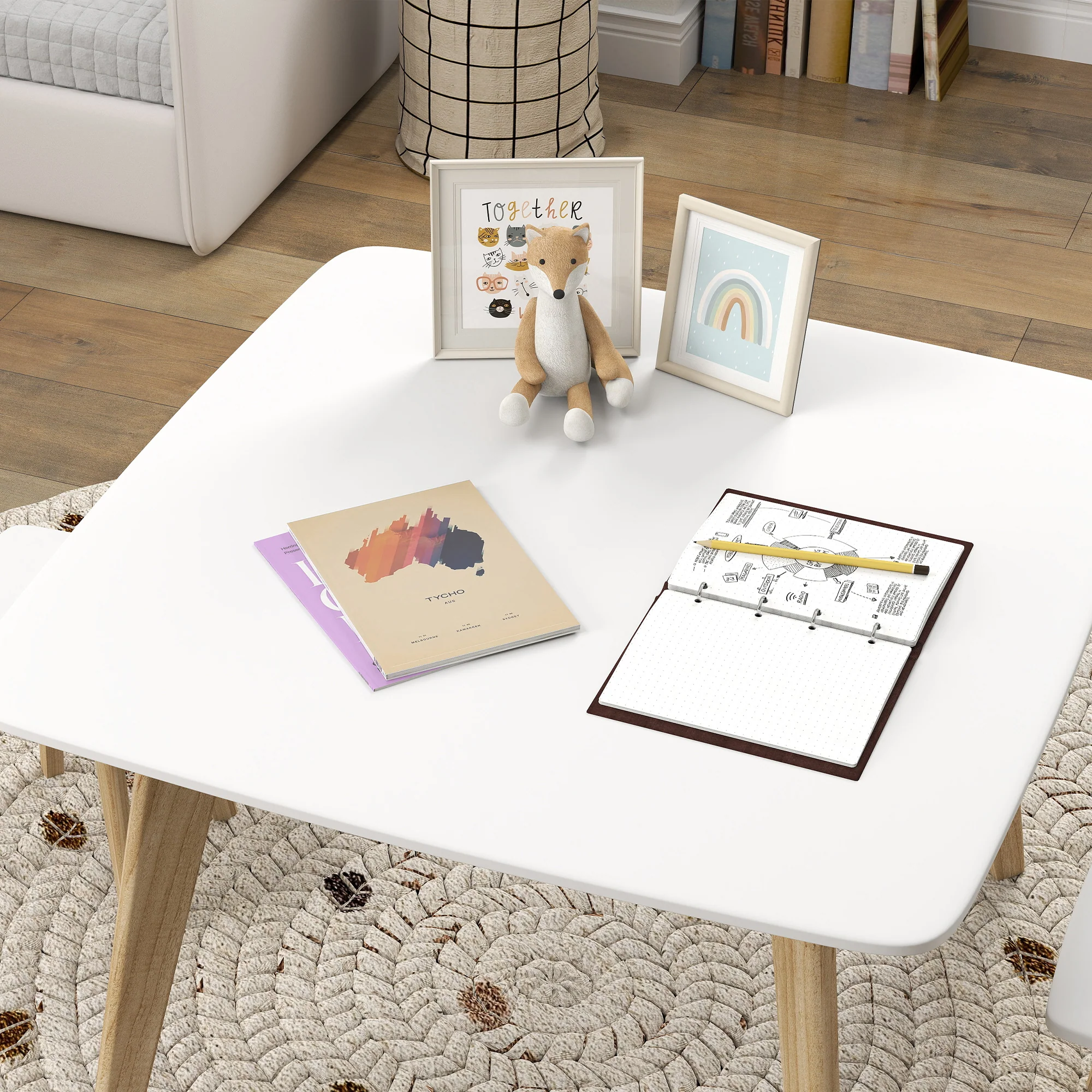 AIYAPLAY 3 Pieces Kids Table and Chair Set for Playroom, Bedroom - Image 9