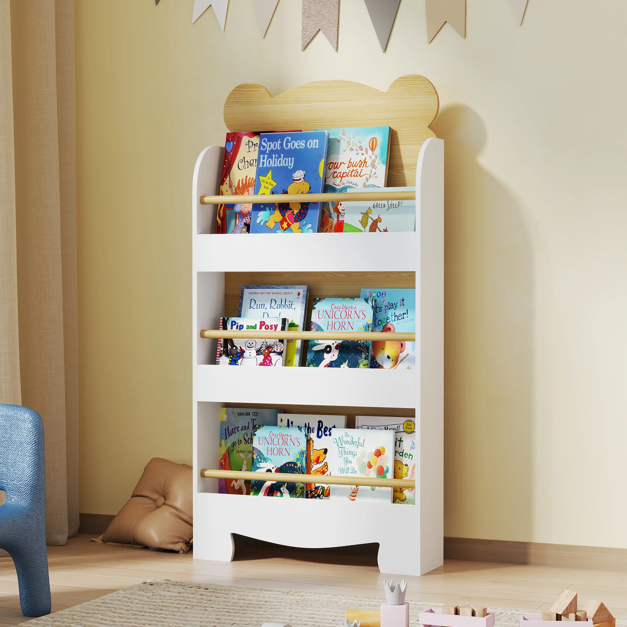AIYAPLAY 3 Tier Kids Bookshelf Bear Theme Children Bookcase - Image 2