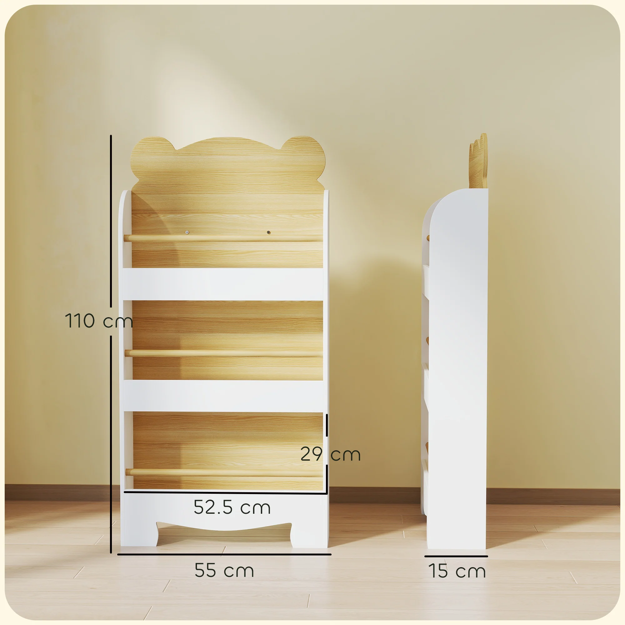 AIYAPLAY 3 Tier Kids Bookshelf Bear Theme Children Bookcase - Image 5