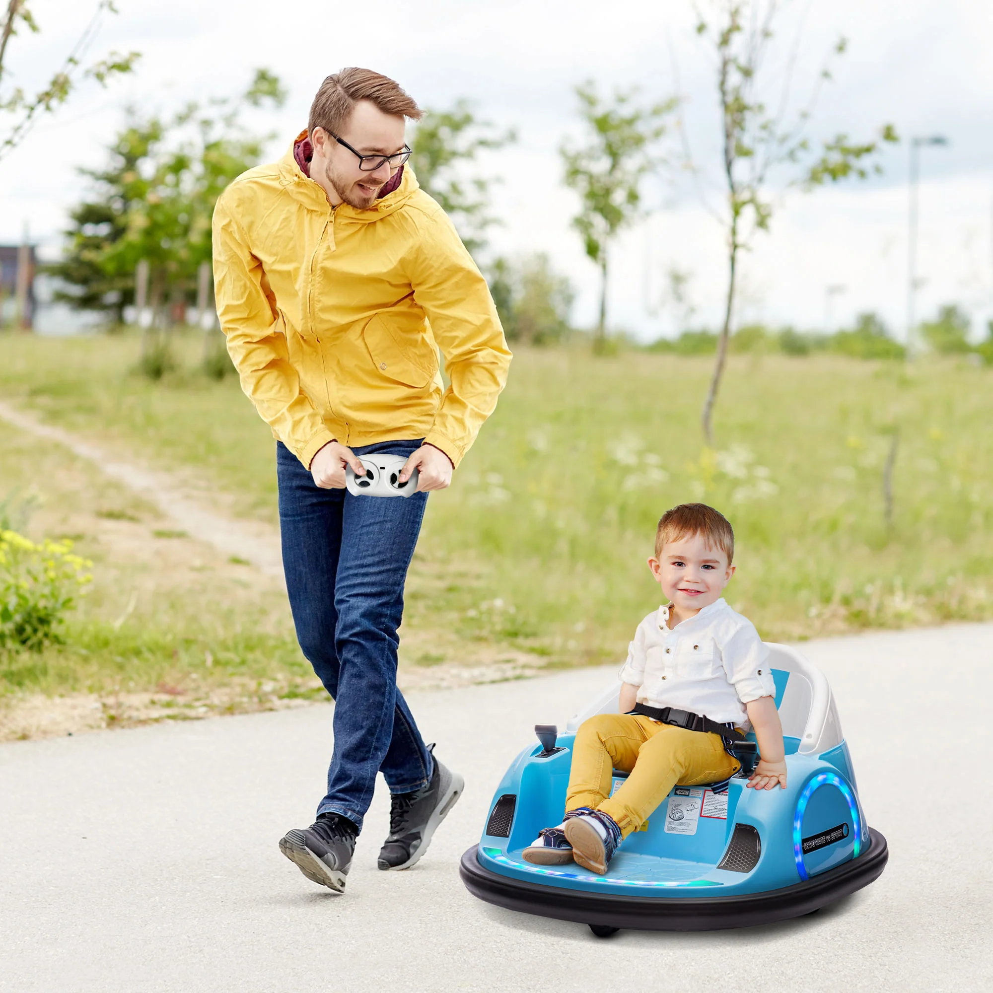 AIYAPLAY 360° Rotation 12V Pink Kids Bumper Car W/ Remote Control - Image 19