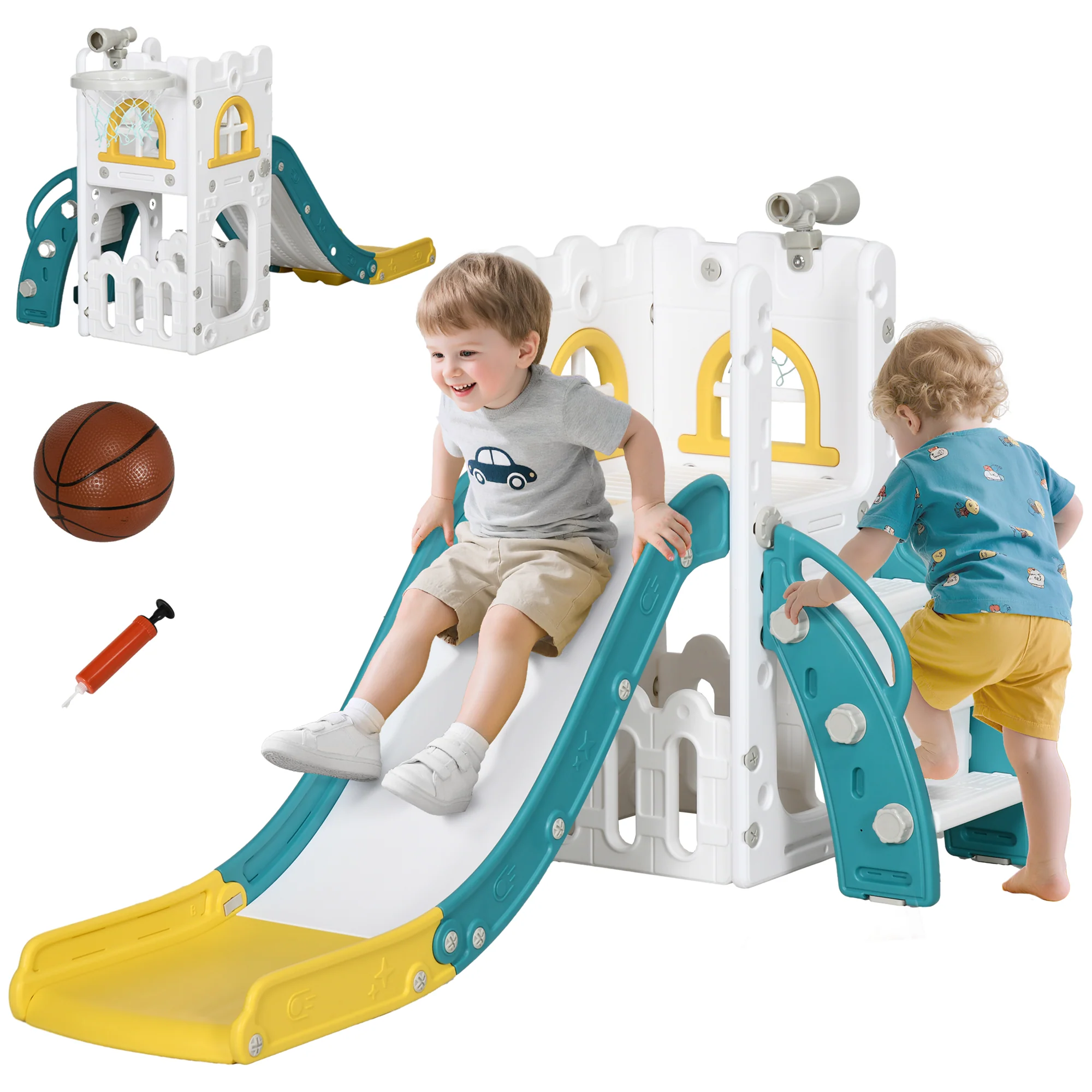 AIYAPLAY 4 In 1 Kids Slide For Indoor Use, For Toddler 1-3 Years Old, Yellow - Image 2