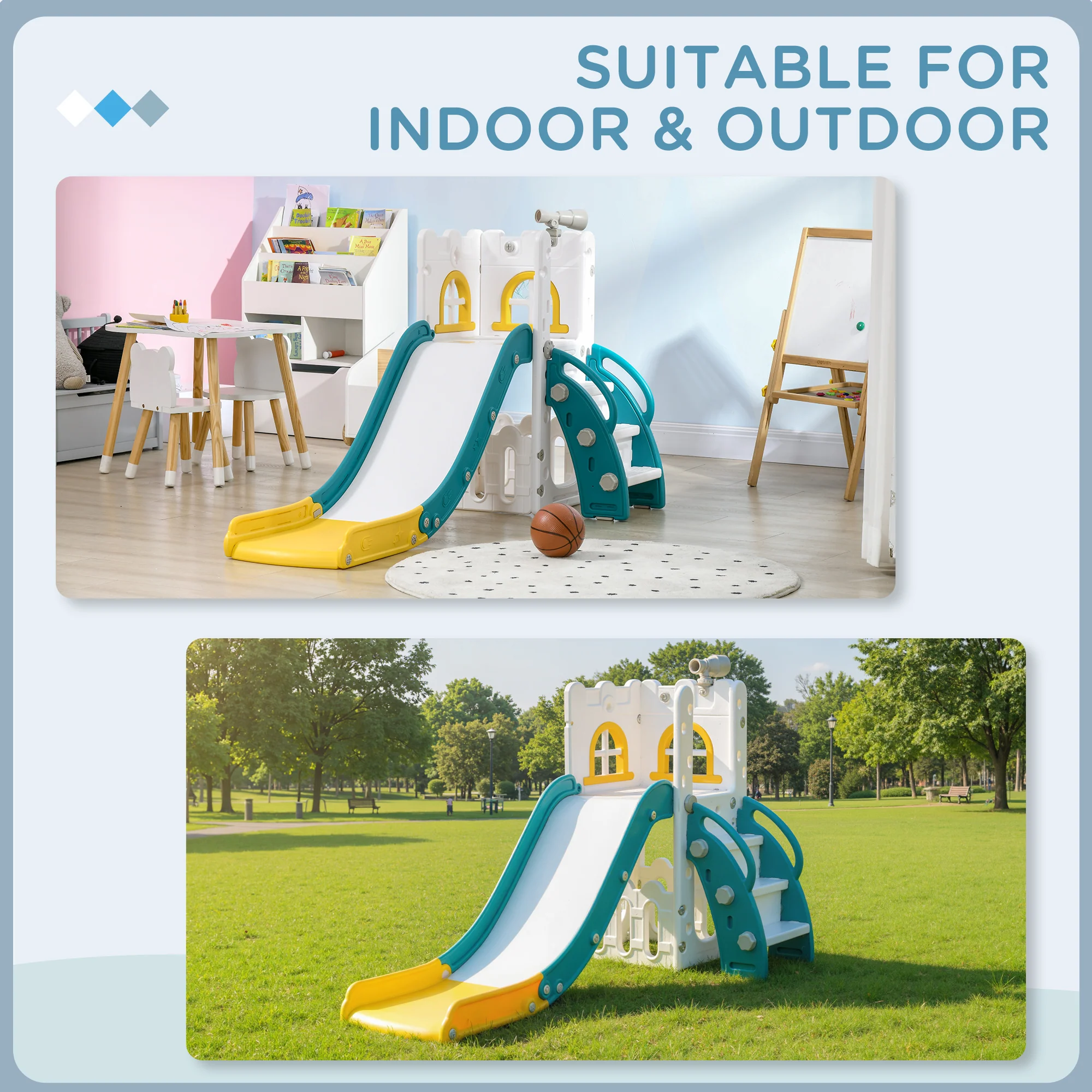 AIYAPLAY 4 In 1 Kids Slide For Indoor Use, For Toddler 1-3 Years Old, Yellow - Image 9