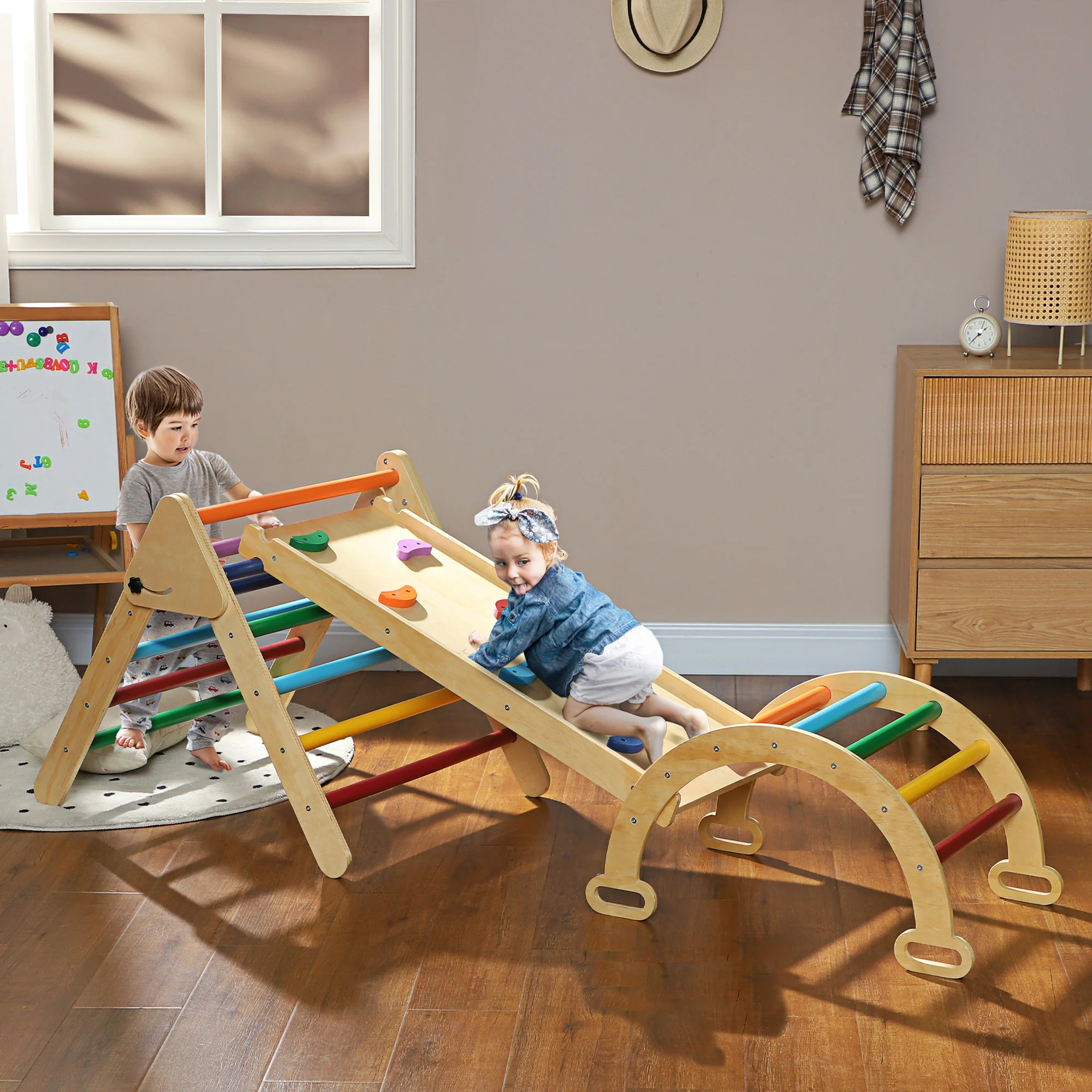 AIYAPLAY 5 in 1 Toddler Climbing Frame with Ramp, Arch, for 18-48 Months - Image 2