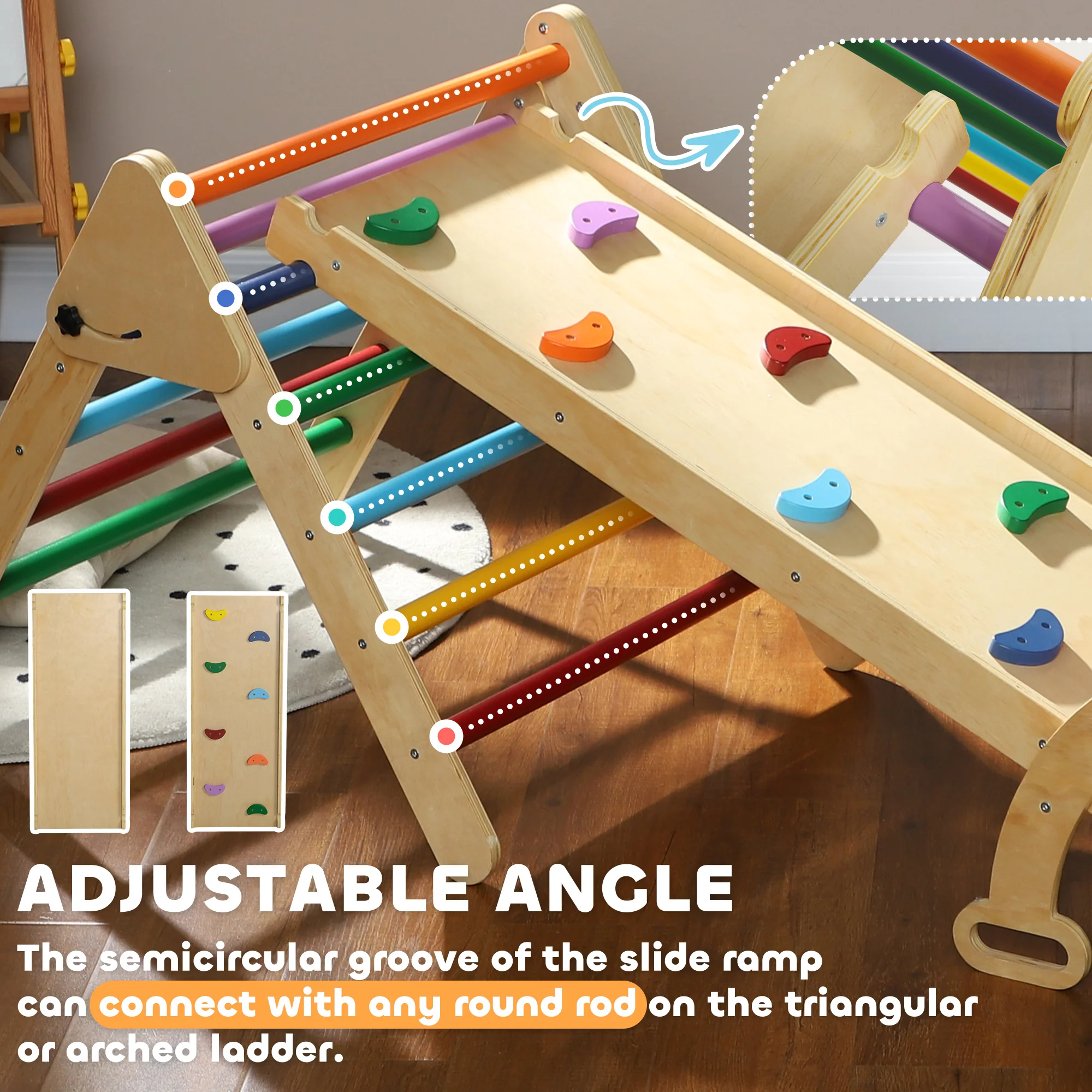 AIYAPLAY 5 in 1 Toddler Climbing Frame with Ramp, Arch, for 18-48 Months - Image 6