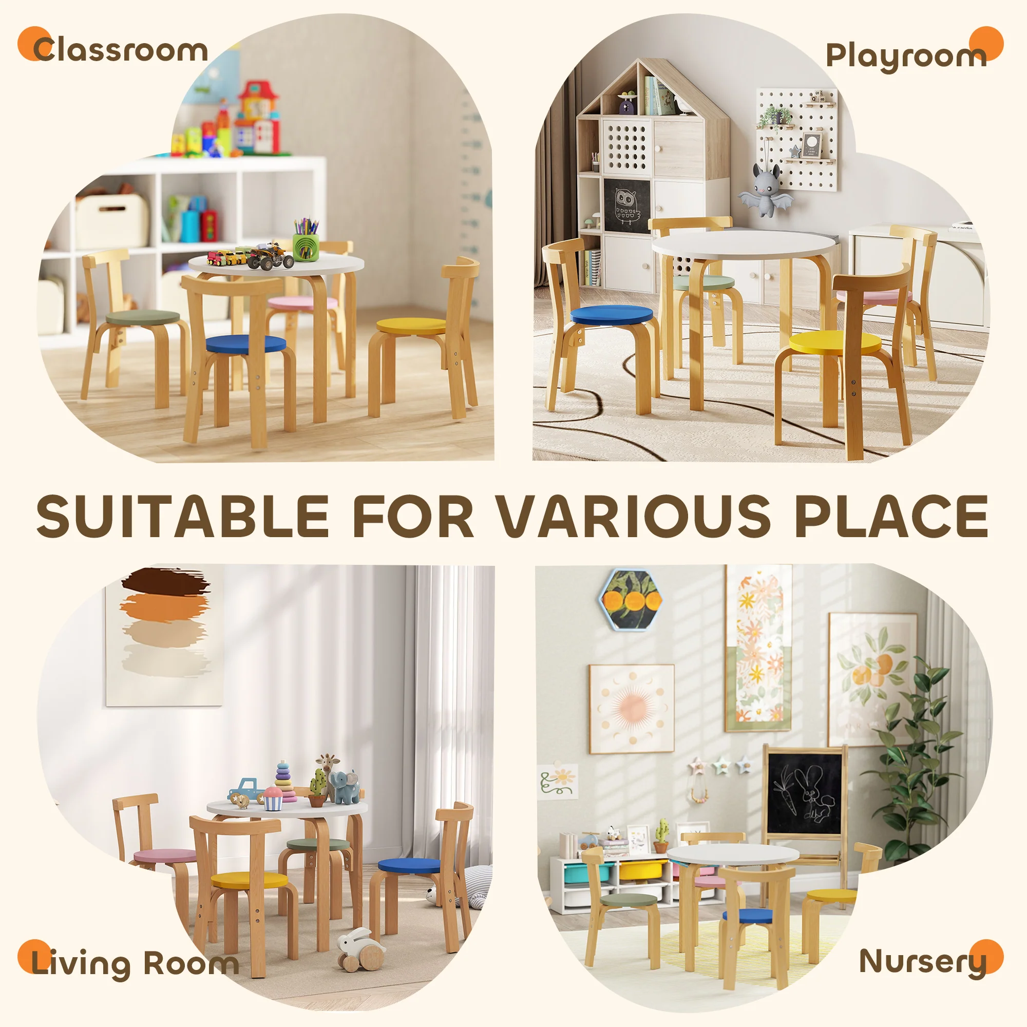 AIYAPLAY 5 Piece Kids Table and Chairs Set Wood for 3-8 Years for Art Crafts - Image 7