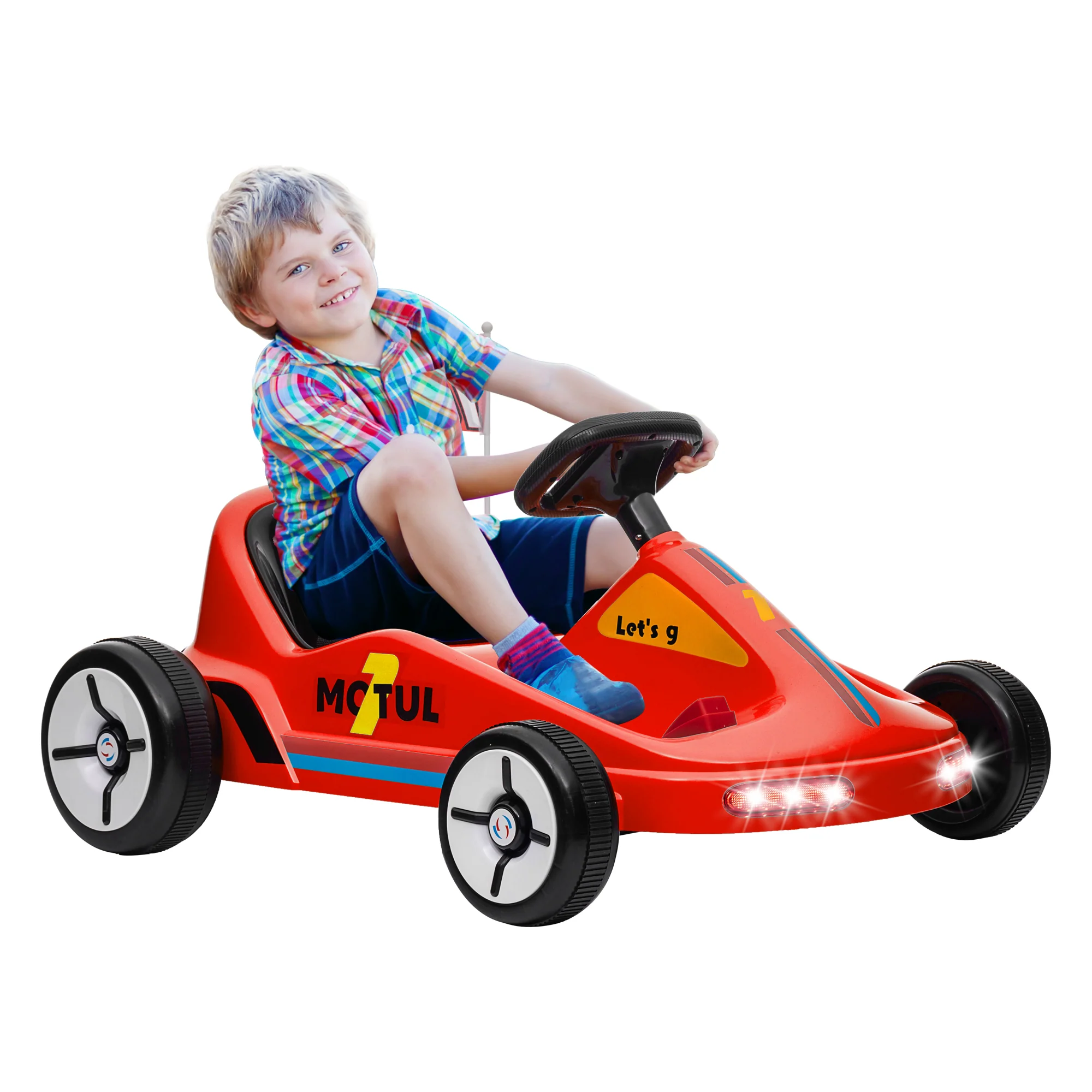 AIYAPLAY 6V Electric Go Kart W/ Music, Light, Horn, For 3-5 Years - Blue/Red/Yellow - Image 10