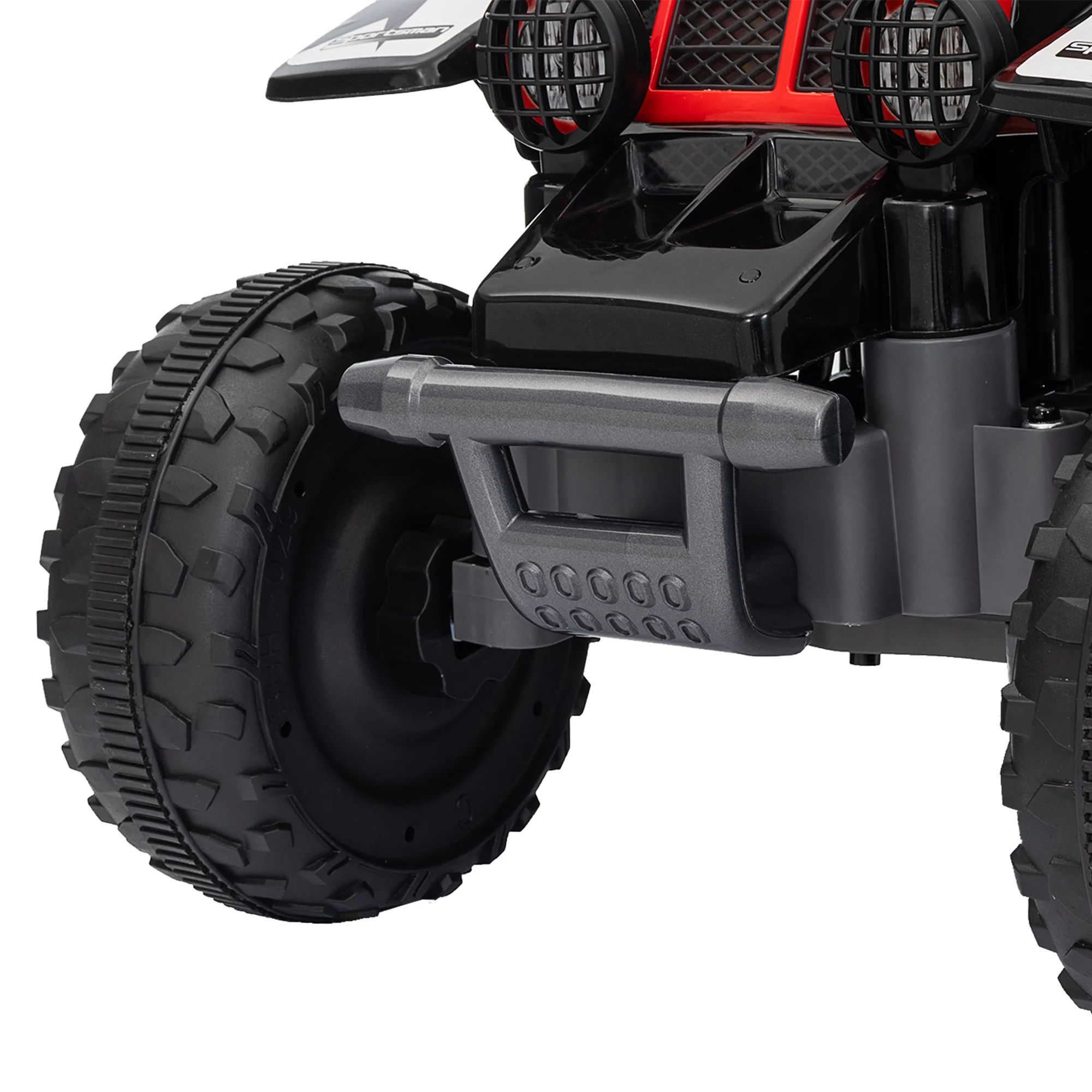 AIYAPLAY 6V Electric Quad Bike For Kids W/ Forward Backward, Black And Red - Image 8