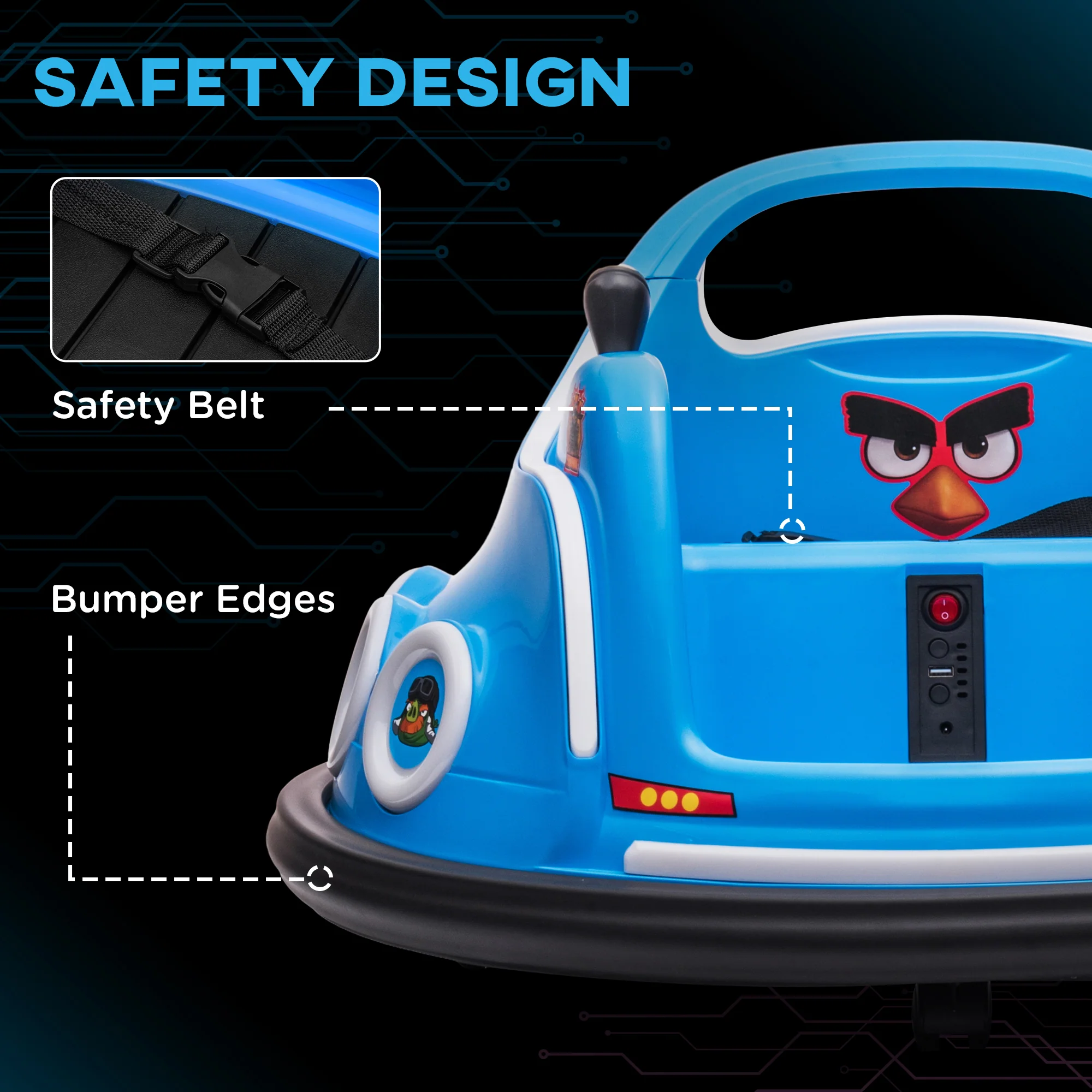 AIYAPLAY Angry Bird Licensed Bumper Car for Kids w/ Joysticks - Image 6
