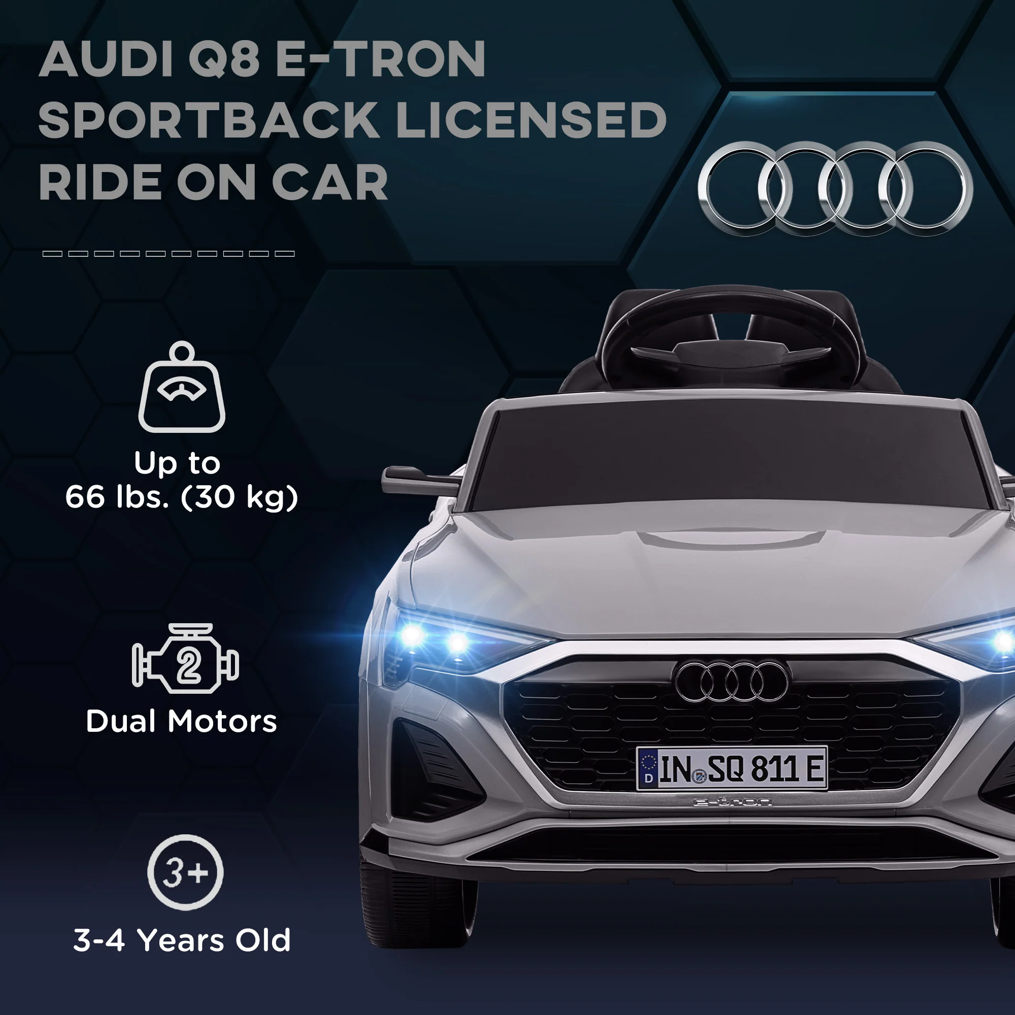 AIYAPLAY Audi Q8 E-tron Sportback Kids Electric Car W/ Remote - Image 12