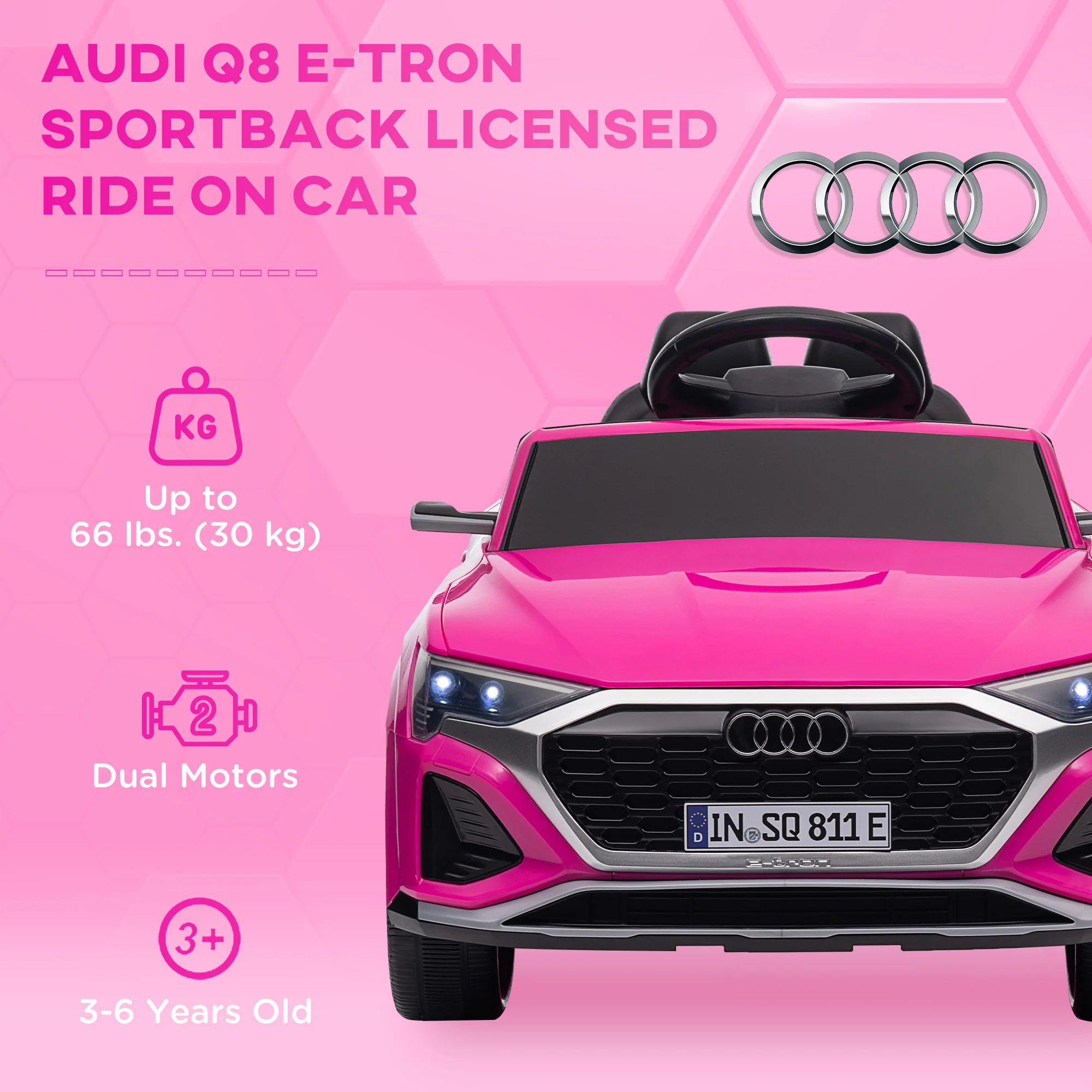 AIYAPLAY Audi Q8 E-tron Sportback Kids Electric Car W/ Remote - Image 3
