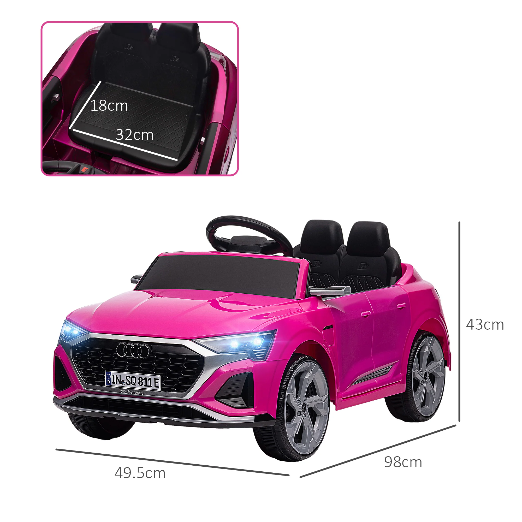 AIYAPLAY Audi Q8 E-tron Sportback Kids Electric Car W/ Remote - Image 5
