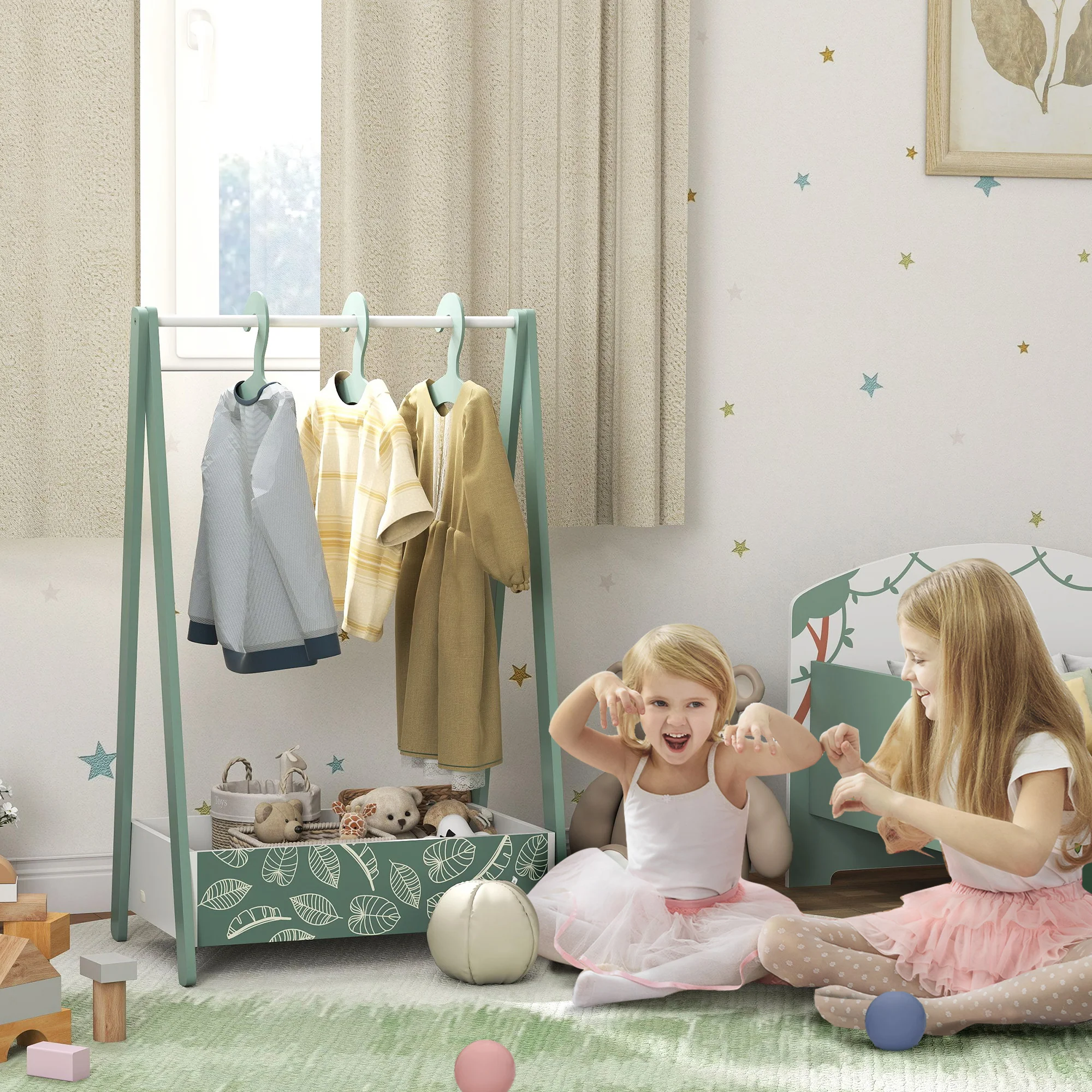 AIYAPLAY Baby Clothing Rack With Hangers, Shelf, Kids Clothes Rail - Image 2
