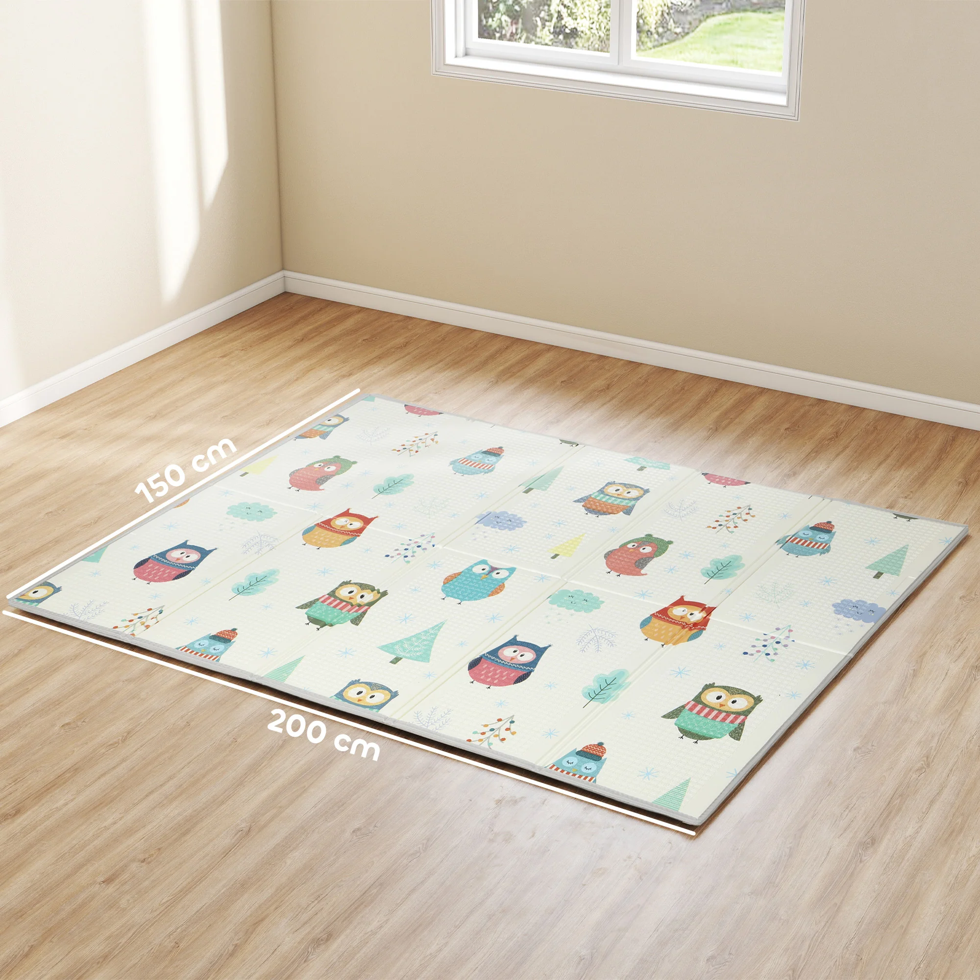 AIYAPLAY Baby Play Mat Double-Sided, Kids Floor Mat, Car Track And Owl Theme - Image 4