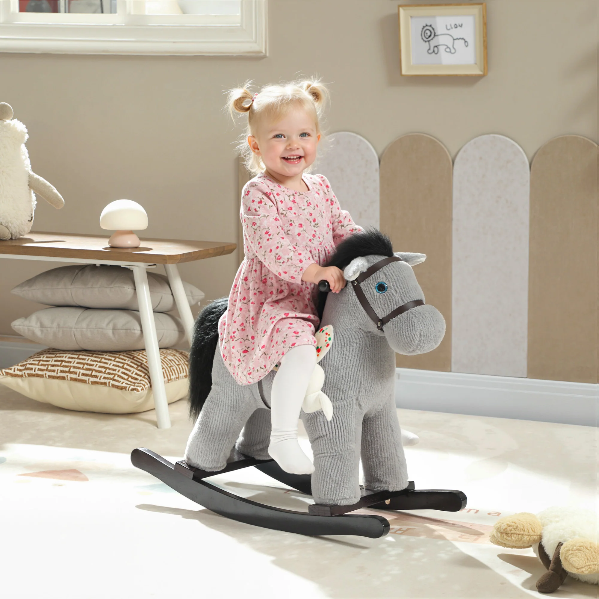 AIYAPLAY Baby Rocking Horse, Toddler Animal Rocker for Kids Aged 2-5, Grey - Image 2
