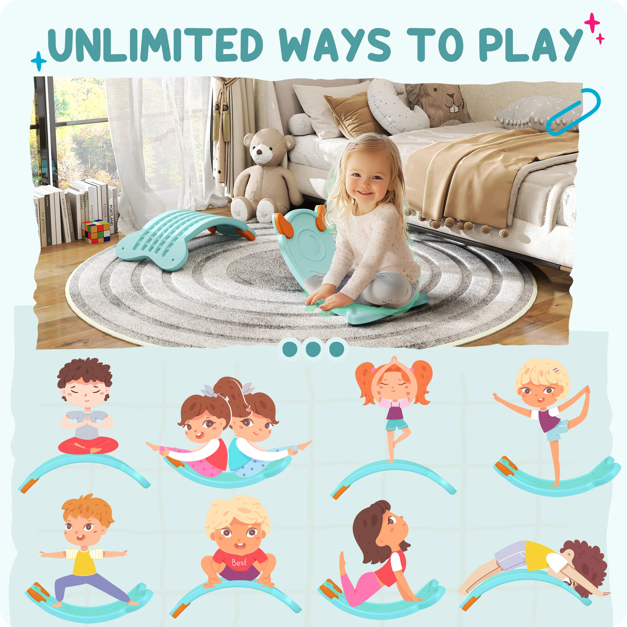 AIYAPLAY Balance Board For Kids Balance Training & Sensory Play - Yellow/Pink/Blue - Image 12