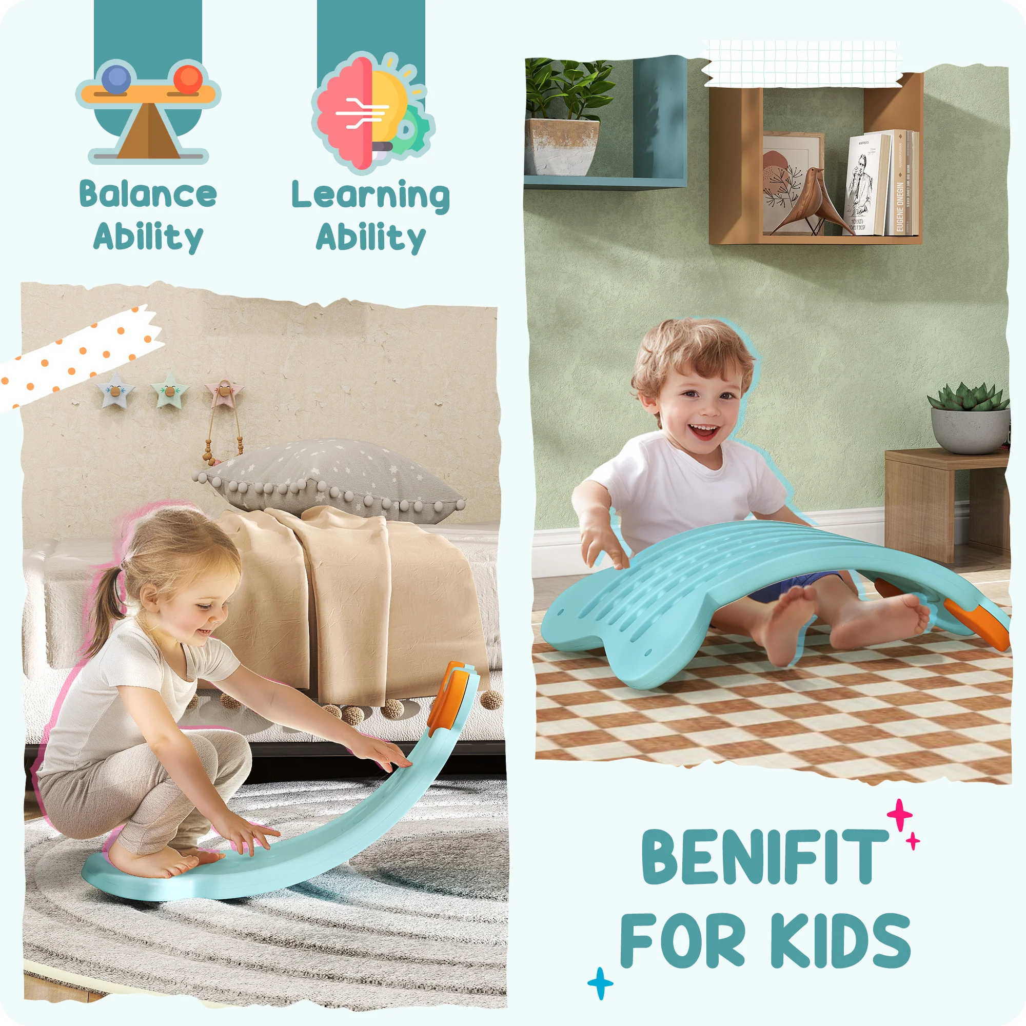 AIYAPLAY Balance Board For Kids Balance Training & Sensory Play - Yellow/Pink/Blue - Image 13