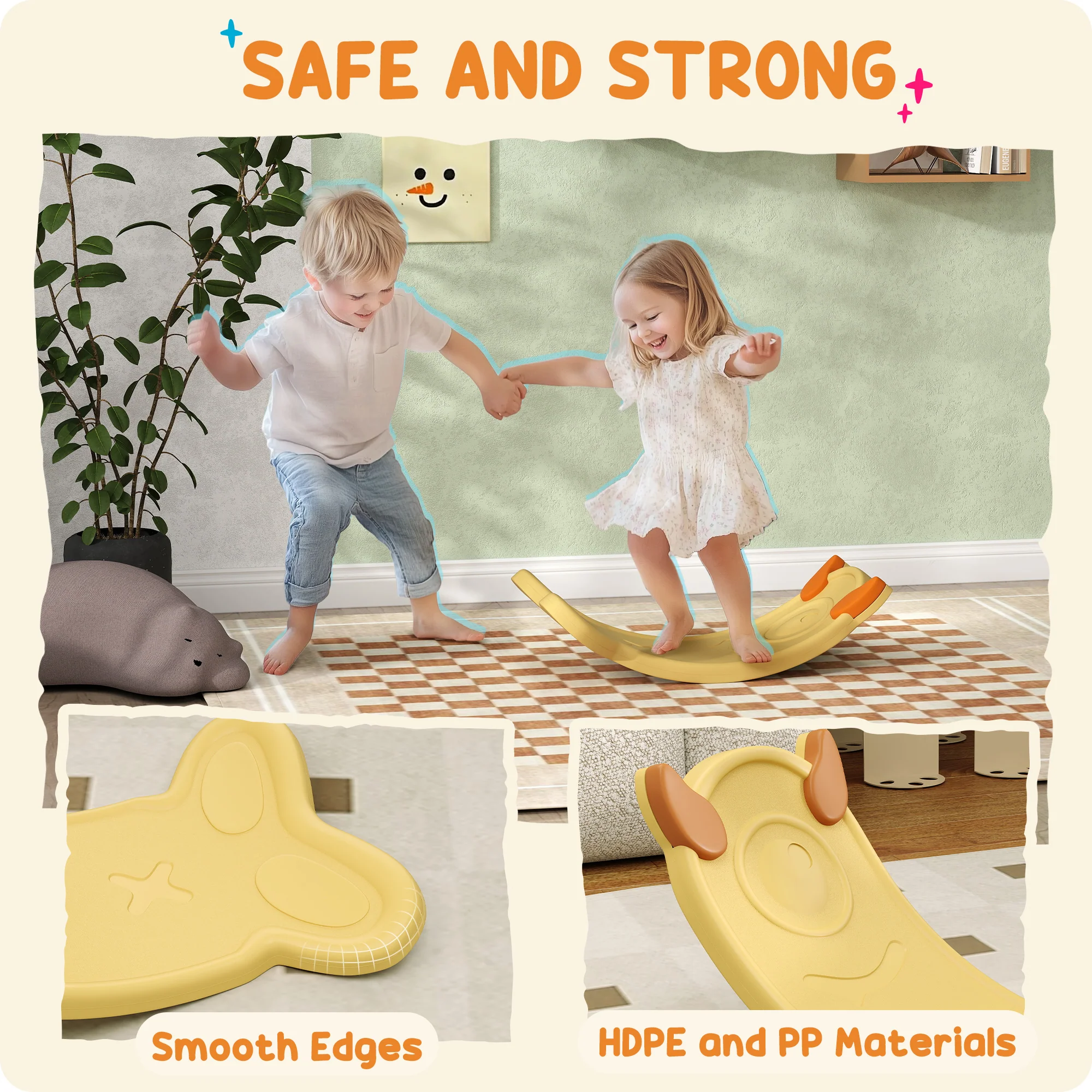 AIYAPLAY Balance Board For Kids Balance Training & Sensory Play - Yellow/Pink/Blue - Image 7
