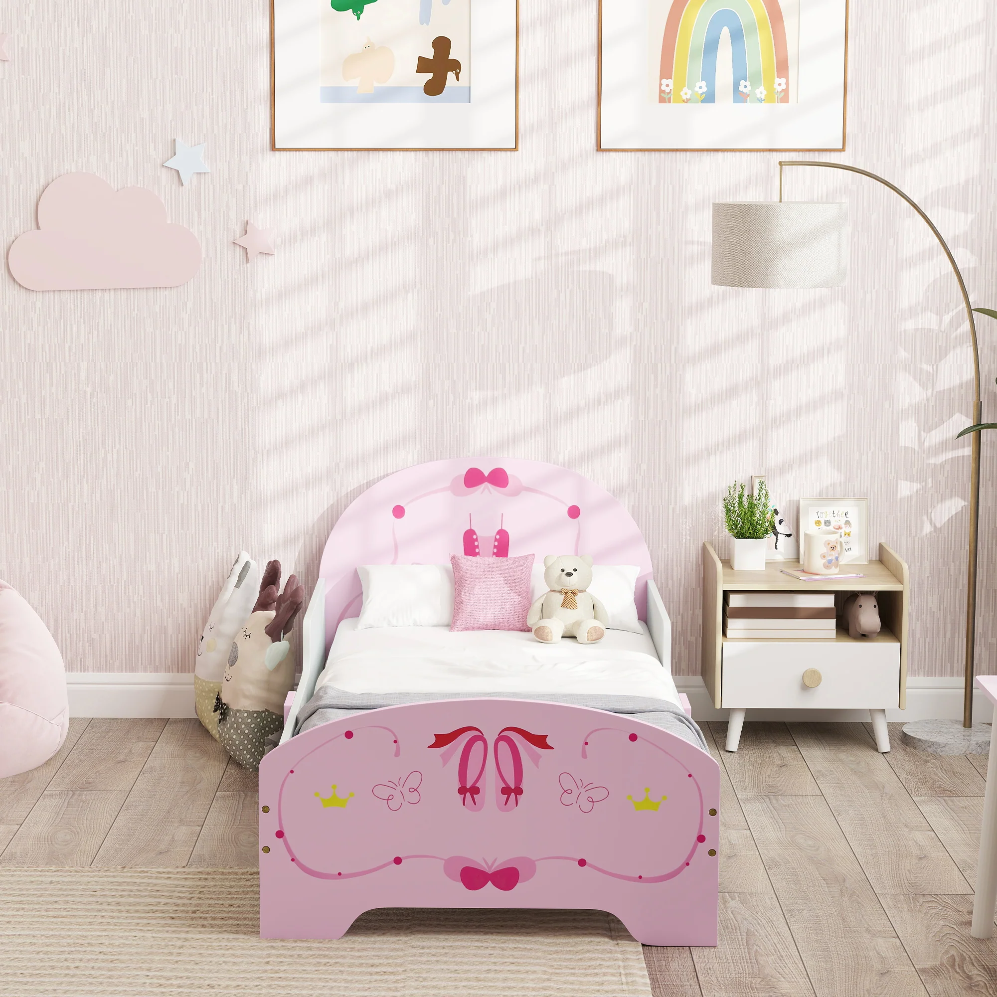 AIYAPLAY Ballet Theme Toddler Bed Frame With Safety Rails, For 3-6 Years - Image 8