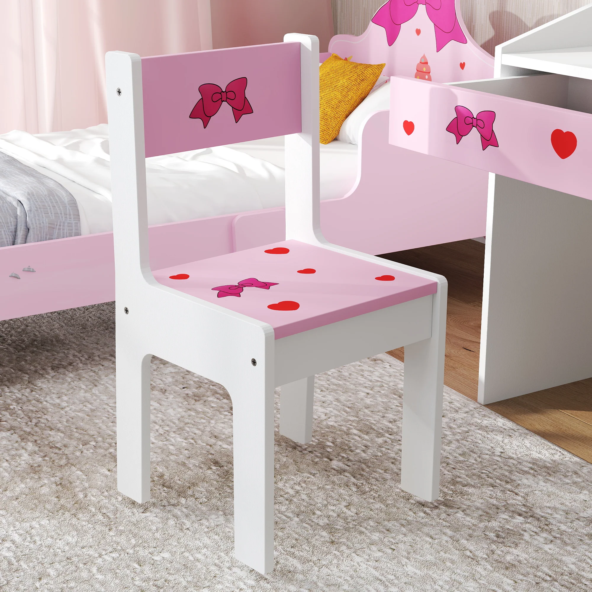AIYAPLAY Children Study Table and Chair w/ Storage, Pull-out Drawer - Image 9
